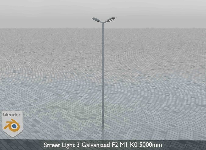 Street Light 3 Galvanized F2 M1 K0 5000mm Low-poly 3D model 4