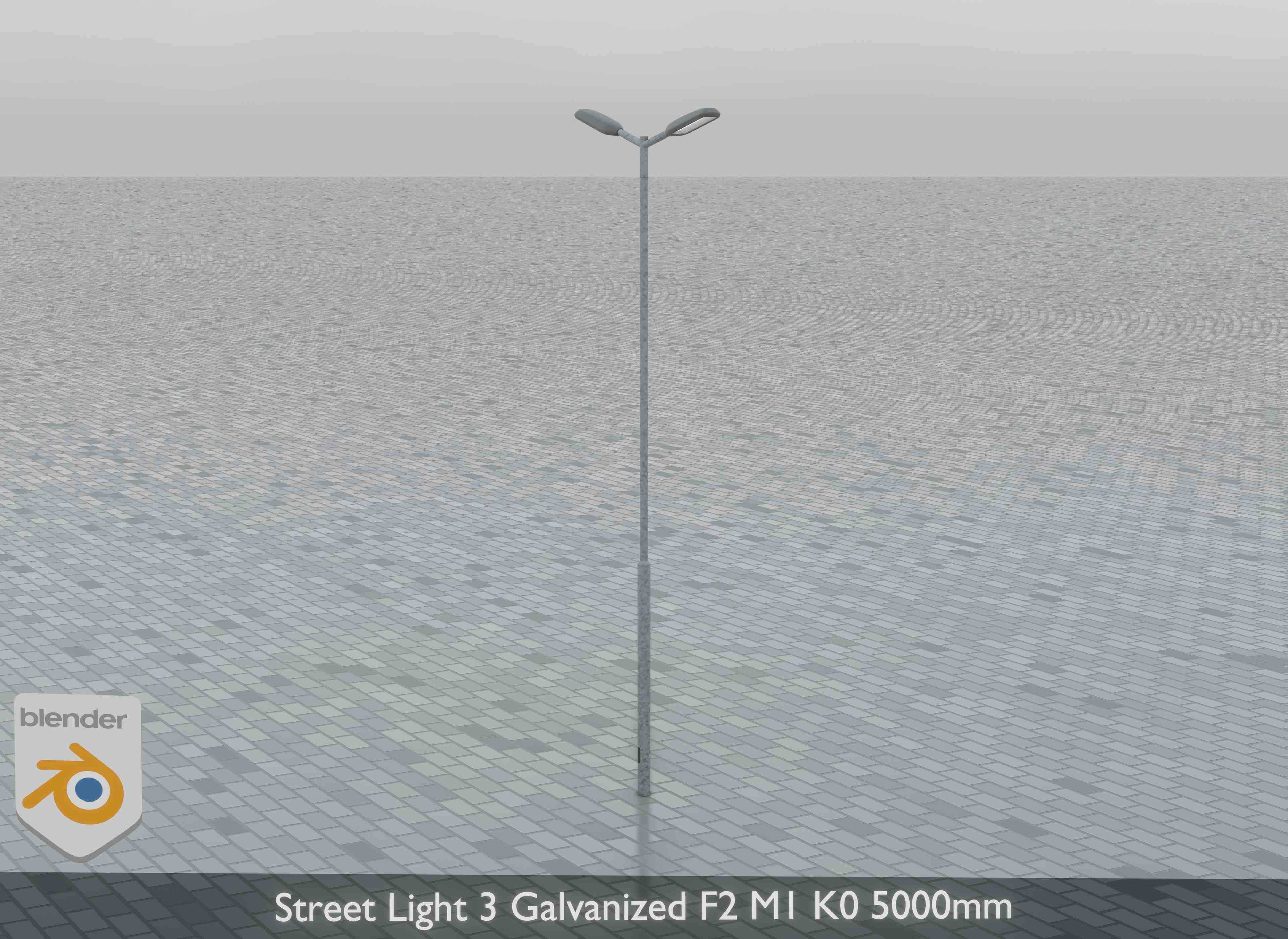 Street Light 3 Galvanized F2 M1 K0 5000mm Low-poly 3D model_3