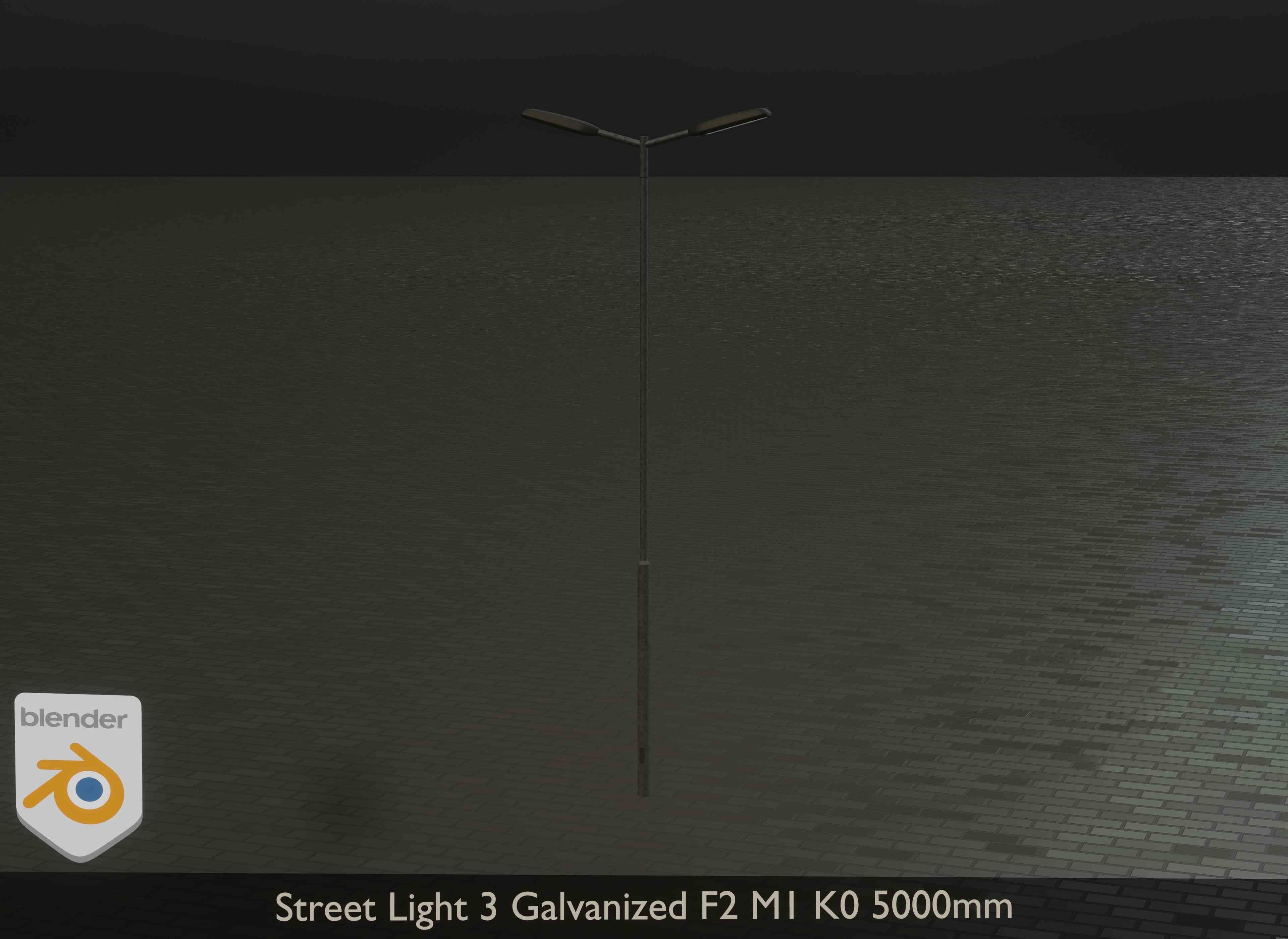 Street Light 3 Galvanized F2 M1 K0 5000mm Low-poly 3D model_10