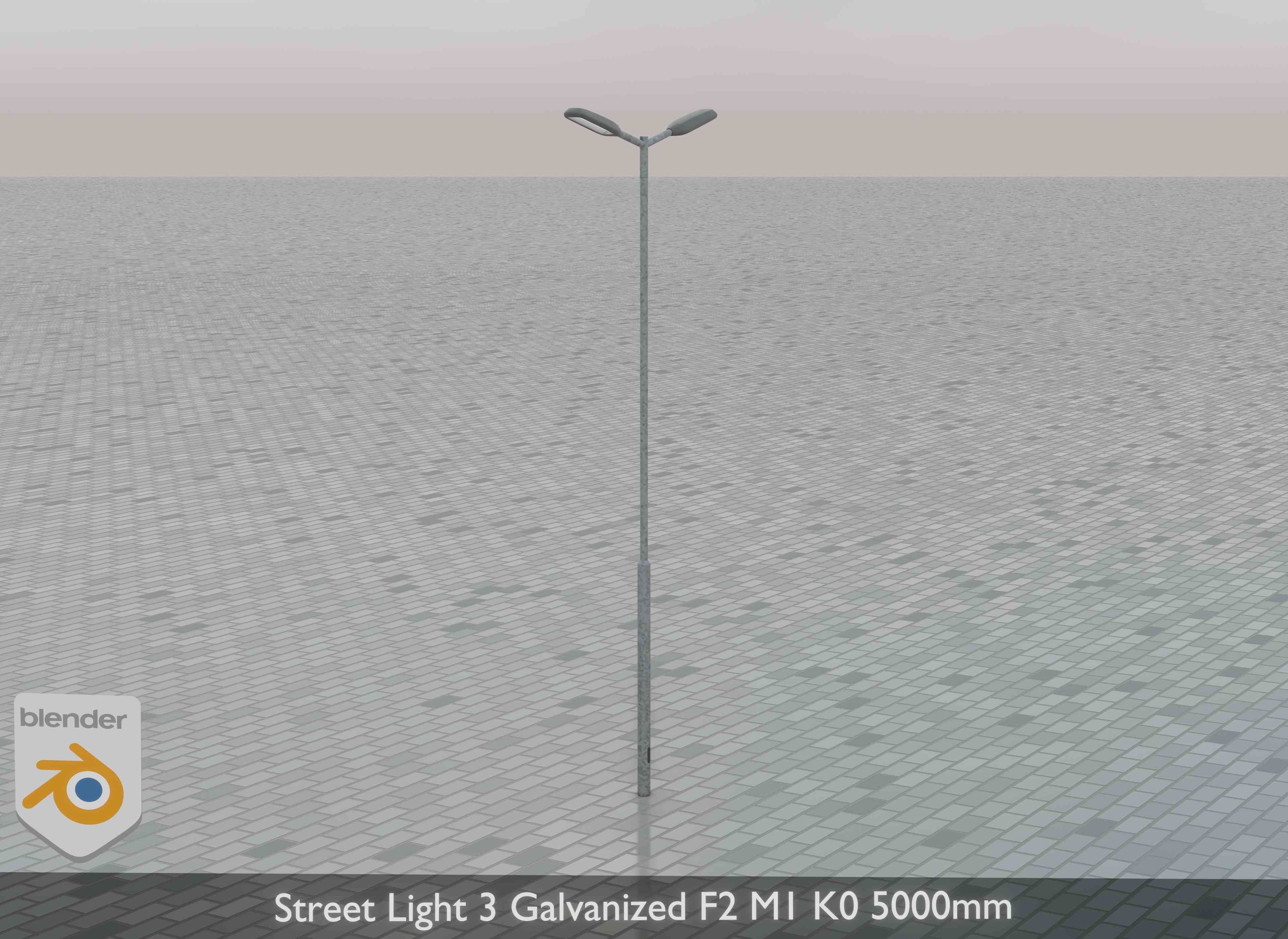 Street Light 3 Galvanized F2 M1 K0 5000mm Low-poly 3D model_33