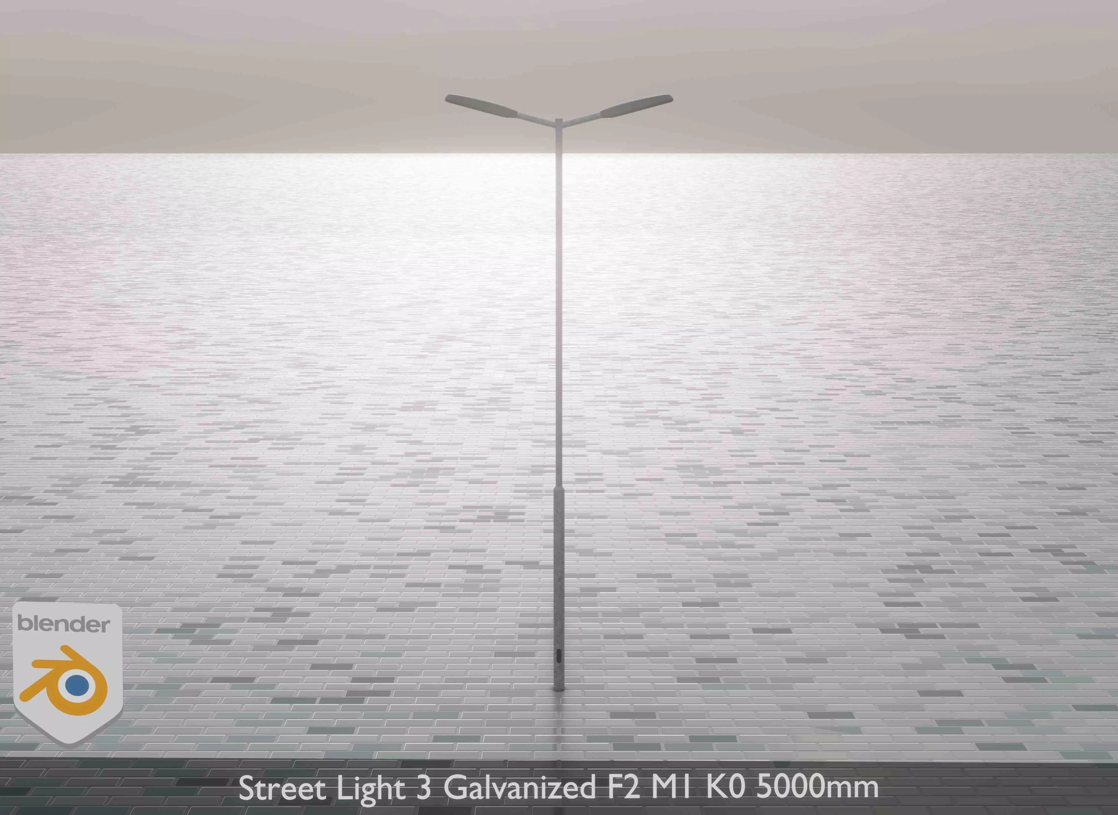 Street Light 3 Galvanized F2 M1 K0 5000mm Low-poly 3D model_0