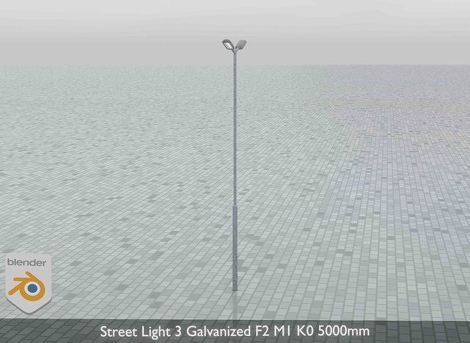 Street Light 3 Galvanized F2 M1 K0 5000mm Low-poly 3D model 6