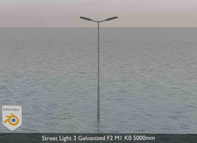 Street Light 3 Galvanized F2 M1 K0 5000mm Low-poly 3D model 2