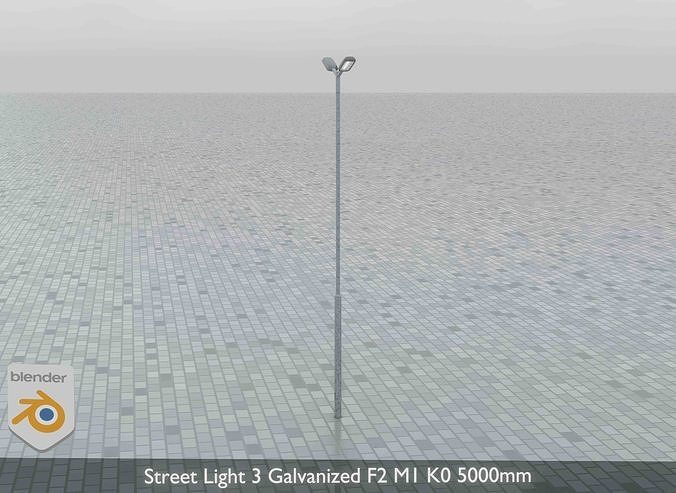 Street Light 3 Galvanized F2 M1 K0 5000mm Low-poly 3D model 5
