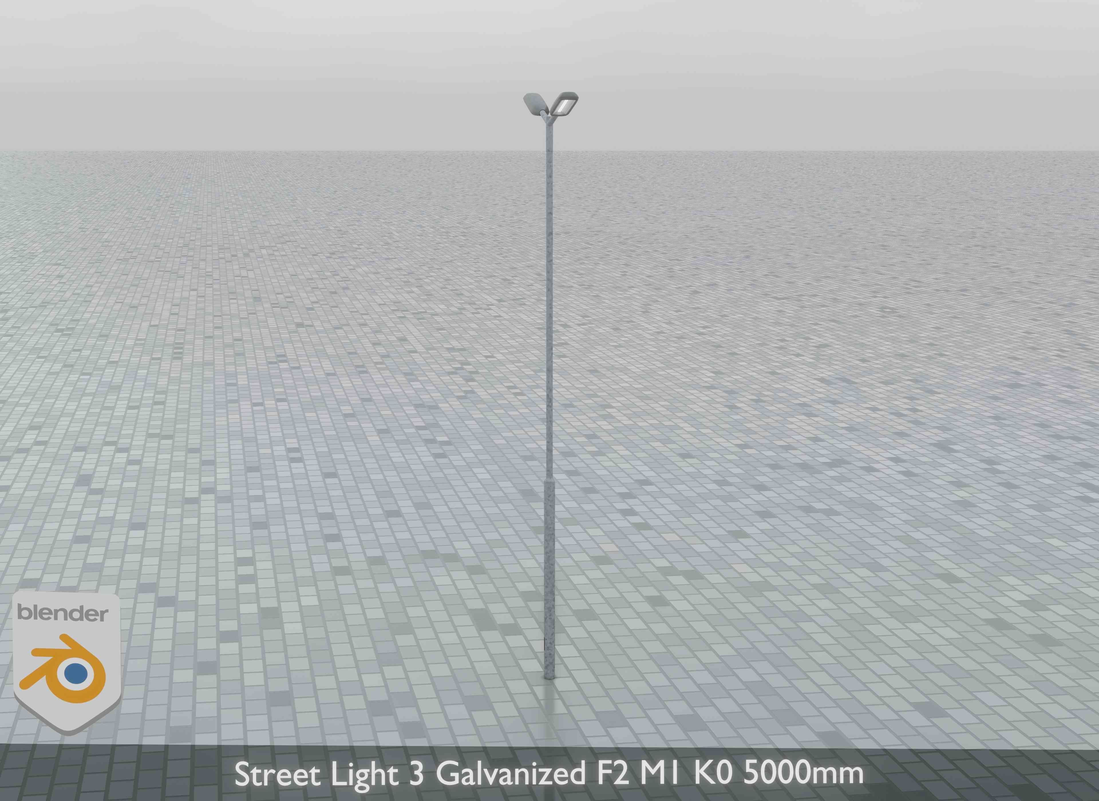 Street Light 3 Galvanized F2 M1 K0 5000mm Low-poly 3D model_4