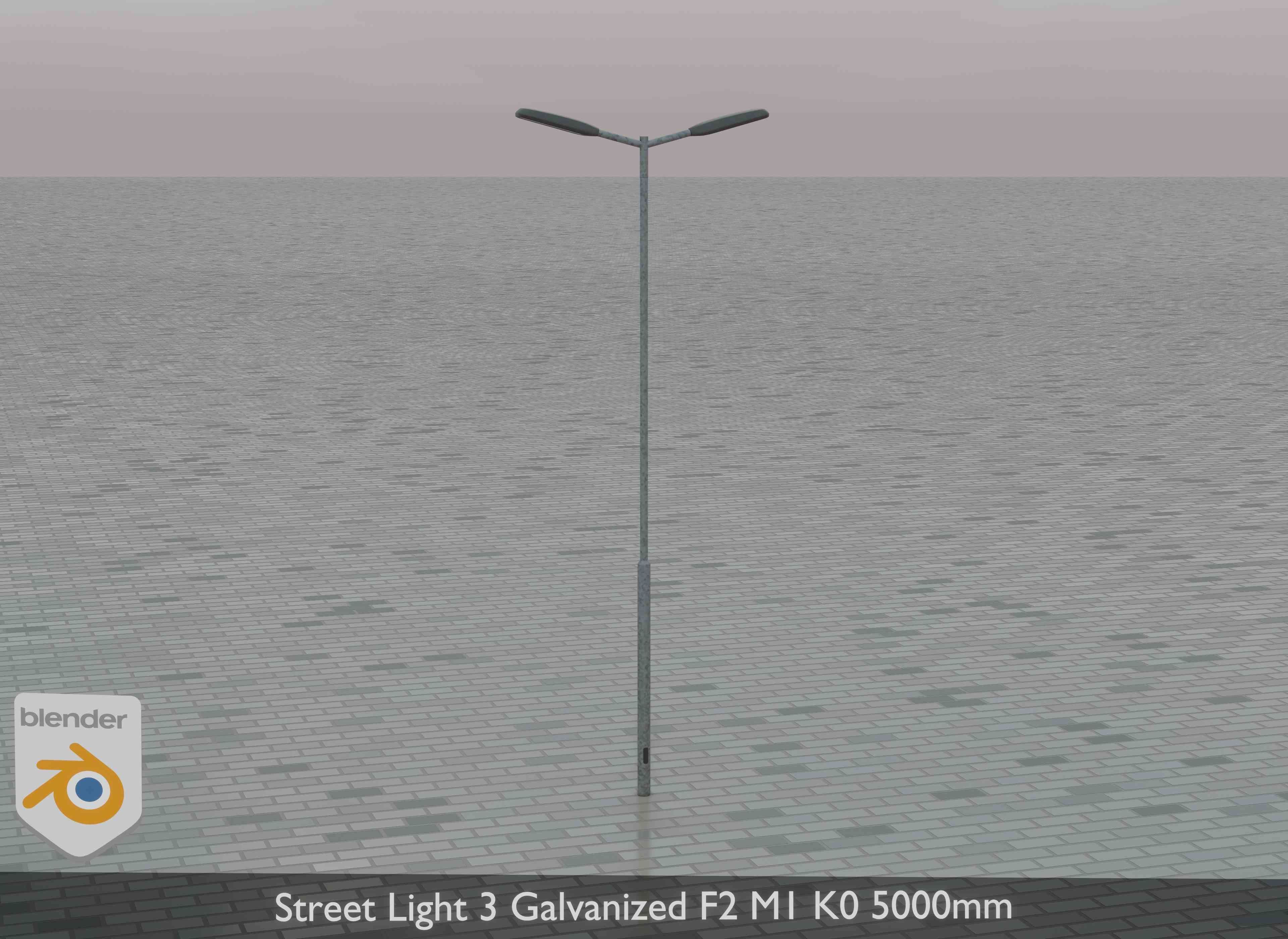 Street Light 3 Galvanized F2 M1 K0 5000mm Low-poly 3D model_35