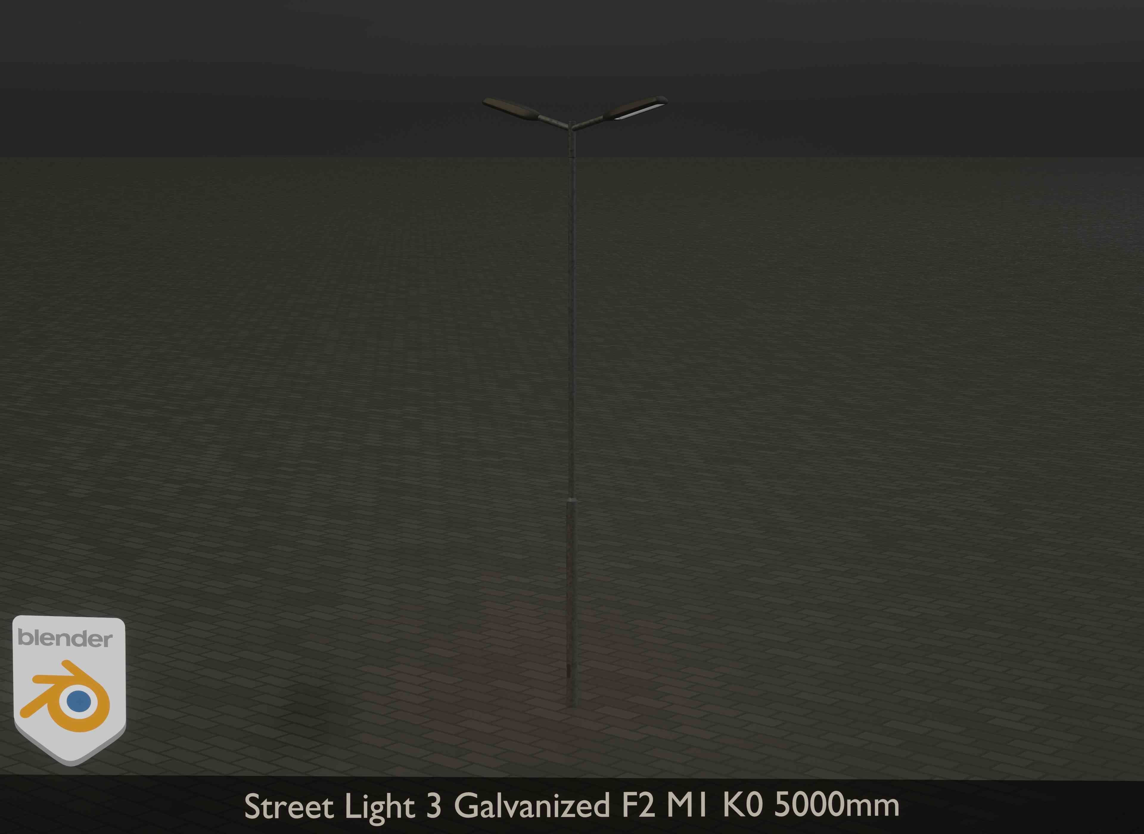 Street Light 3 Galvanized F2 M1 K0 5000mm Low-poly 3D model_11