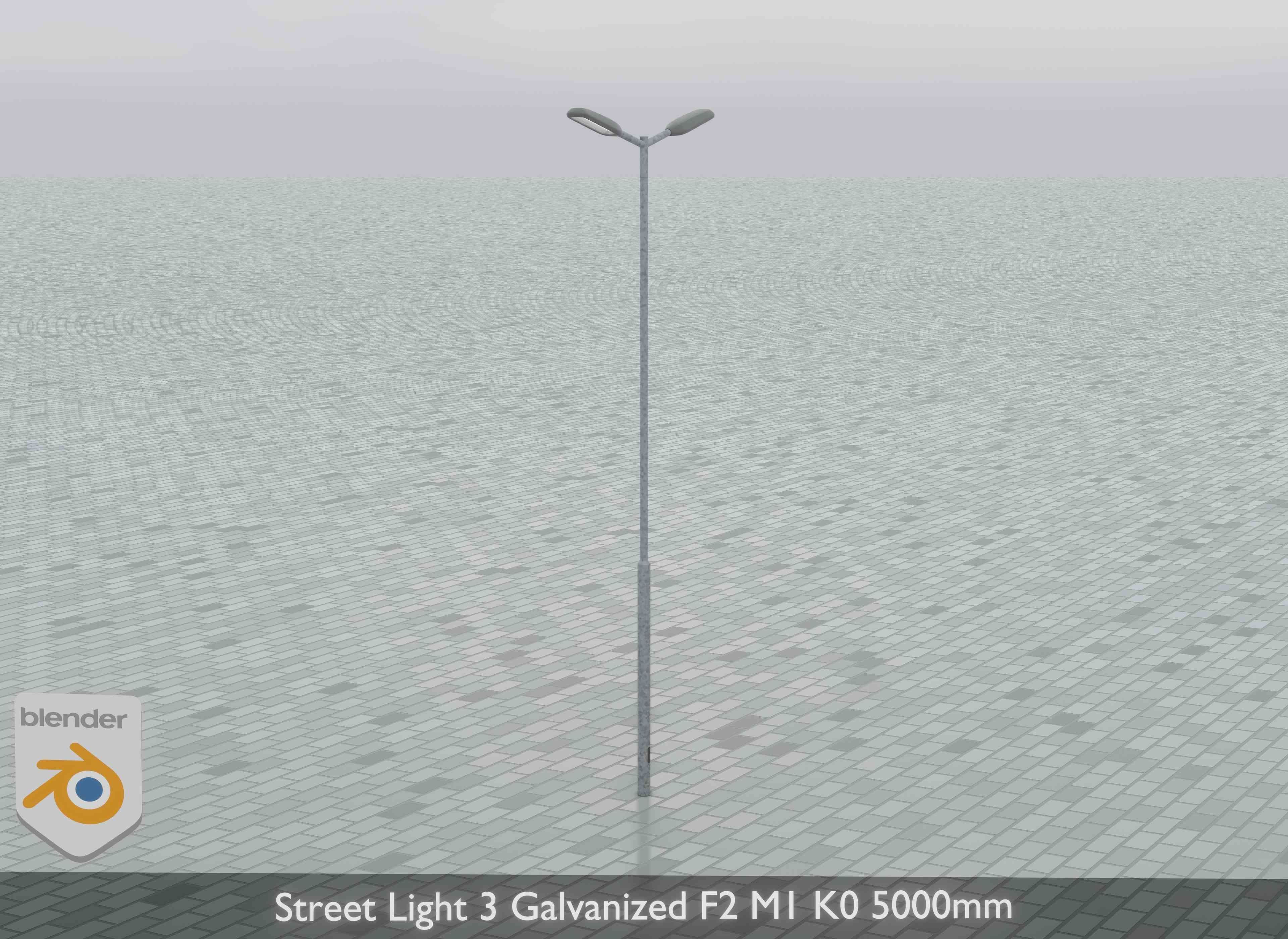 Street Light 3 Galvanized F2 M1 K0 5000mm Low-poly 3D model_6