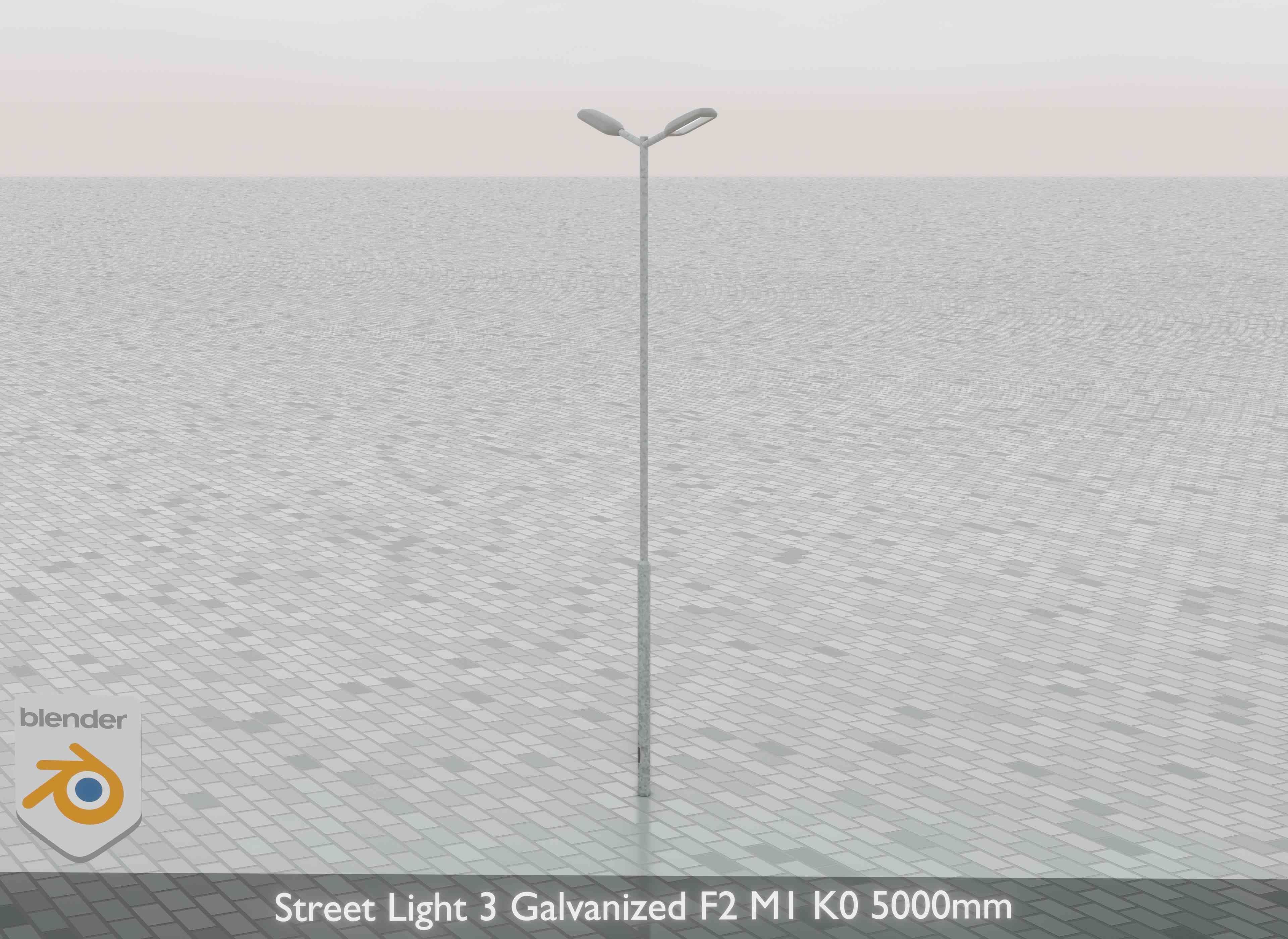 Street Light 3 Galvanized F2 M1 K0 5000mm Low-poly 3D model_30