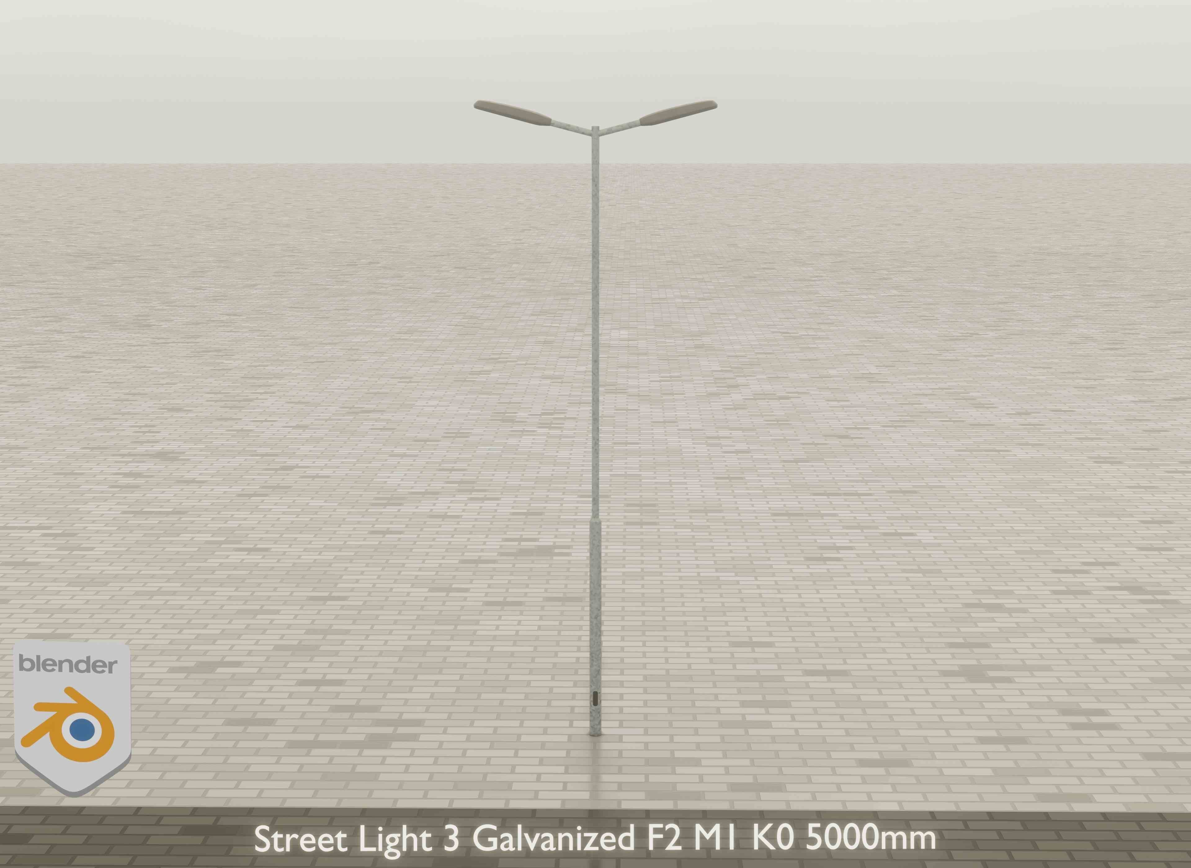 Street Light 3 Galvanized F2 M1 K0 5000mm Low-poly 3D model_18