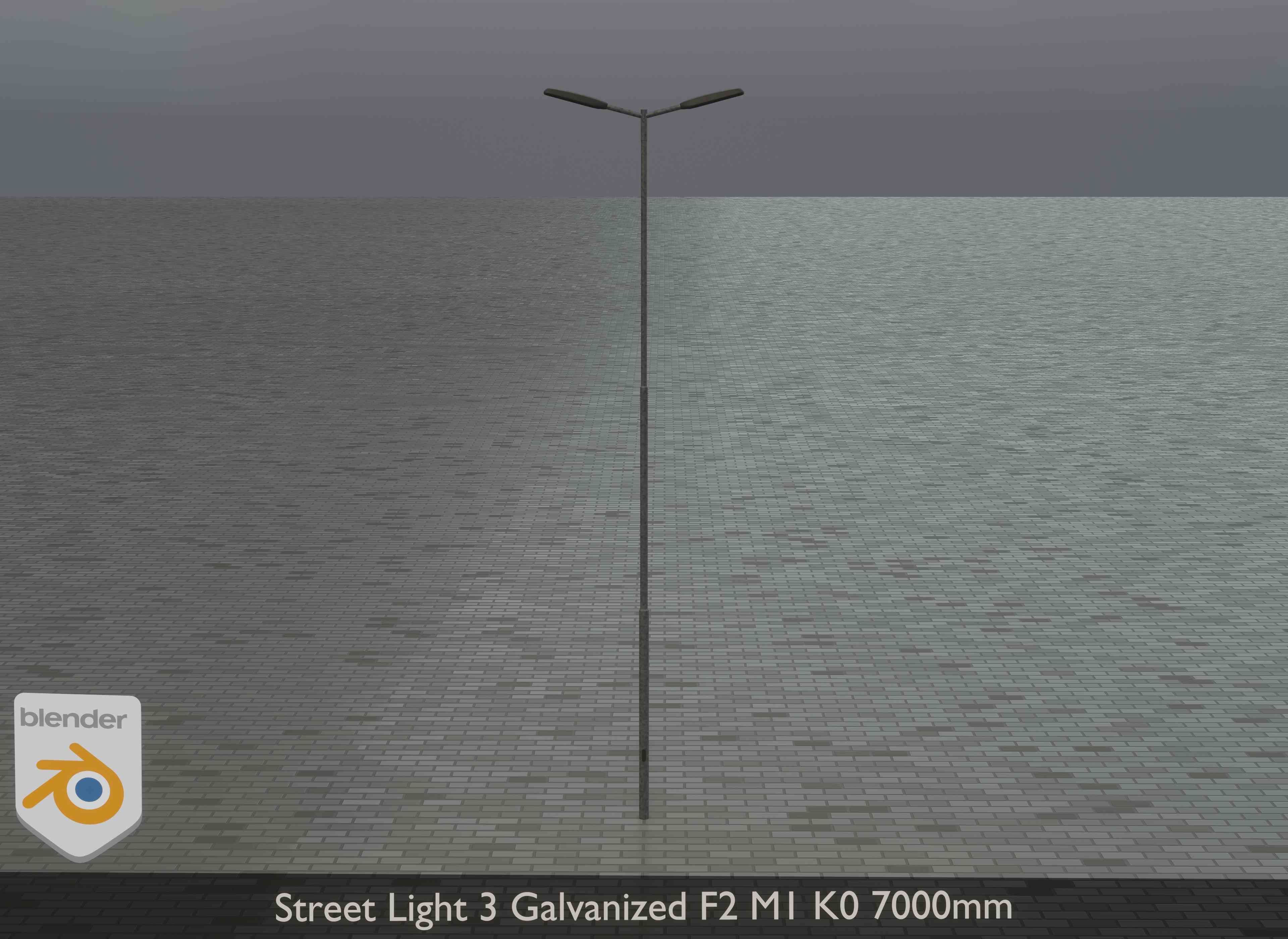 Street Light 3 Galvanized F2 M1 K0 7000mm Low-poly 3D model_9