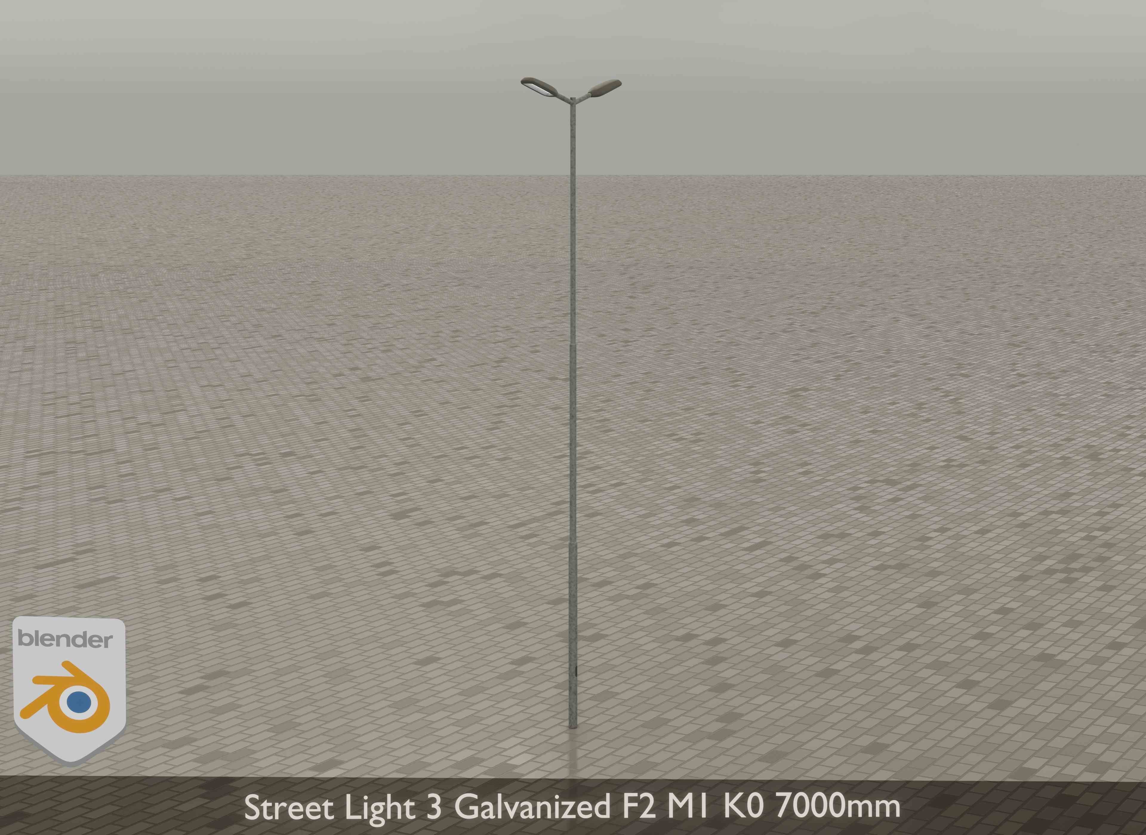 Street Light 3 Galvanized F2 M1 K0 7000mm Low-poly 3D model_15