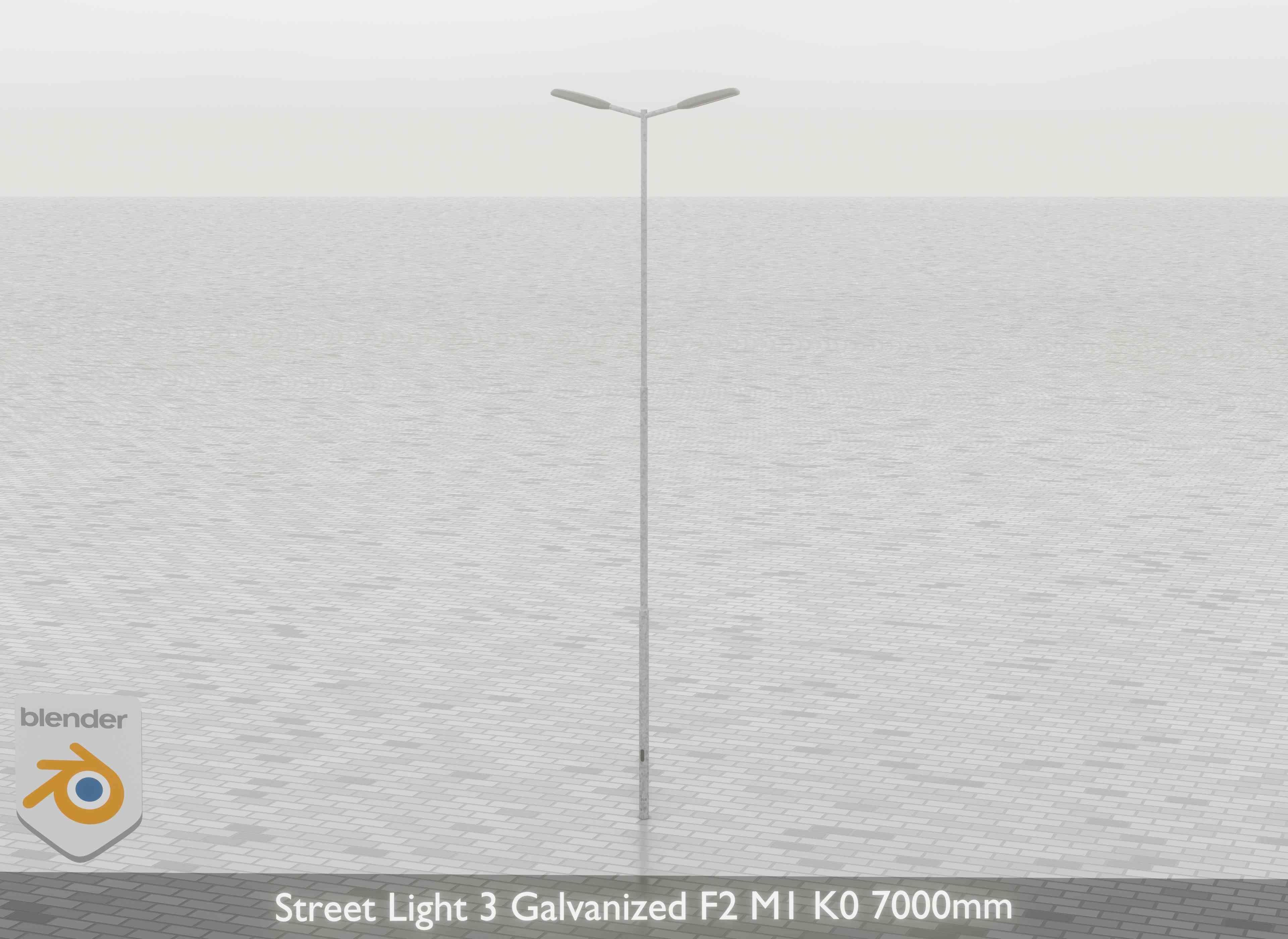 Street Light 3 Galvanized F2 M1 K0 7000mm Low-poly 3D model_28