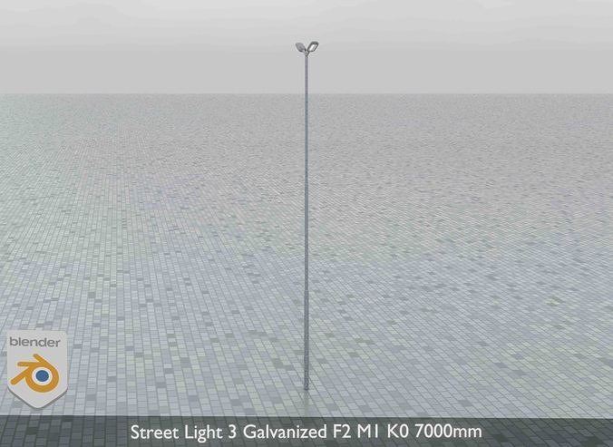 Street Light 3 Galvanized F2 M1 K0 7000mm Low-poly 3D model 5