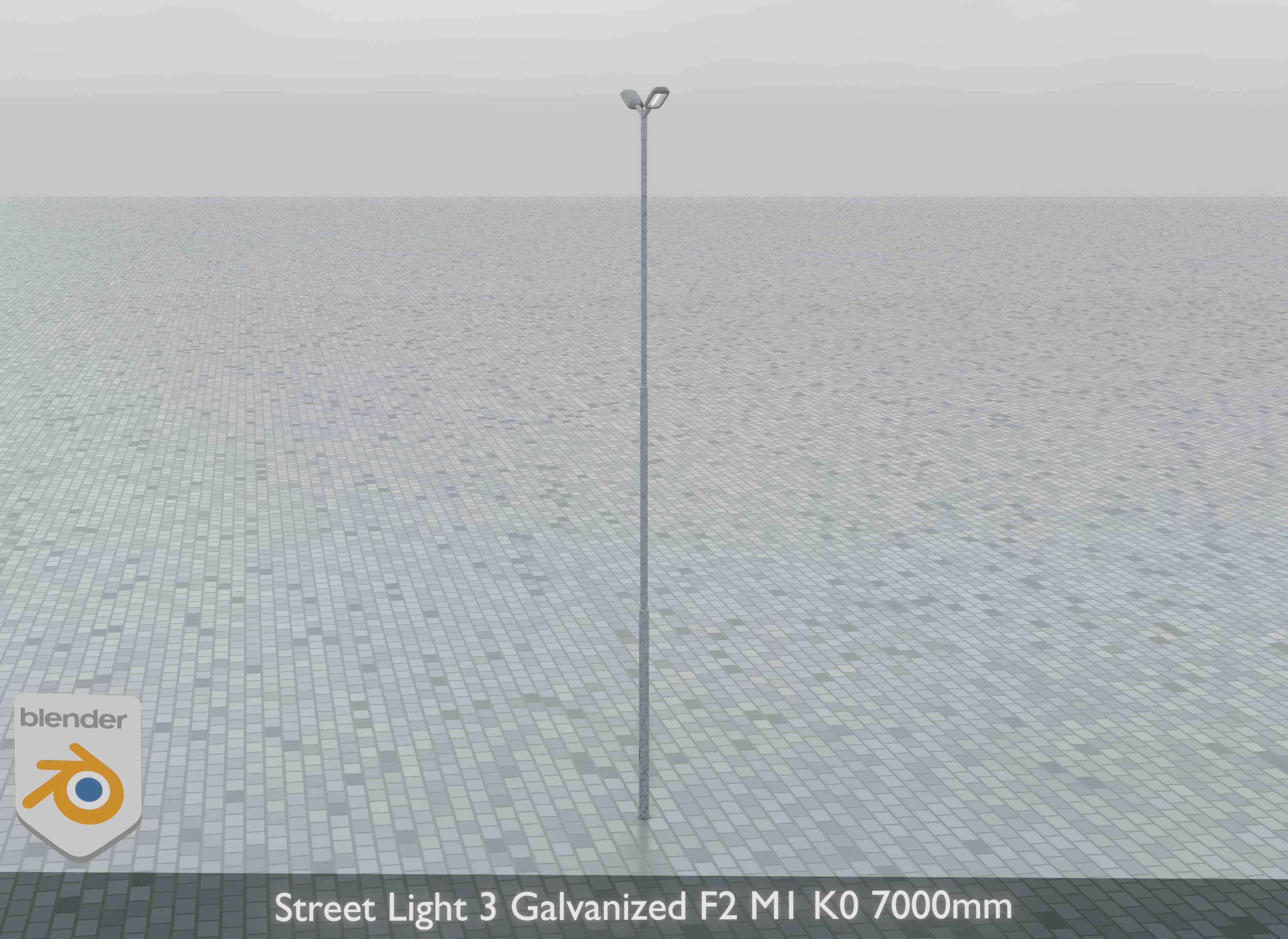 Street Light 3 Galvanized F2 M1 K0 7000mm Low-poly 3D model_4
