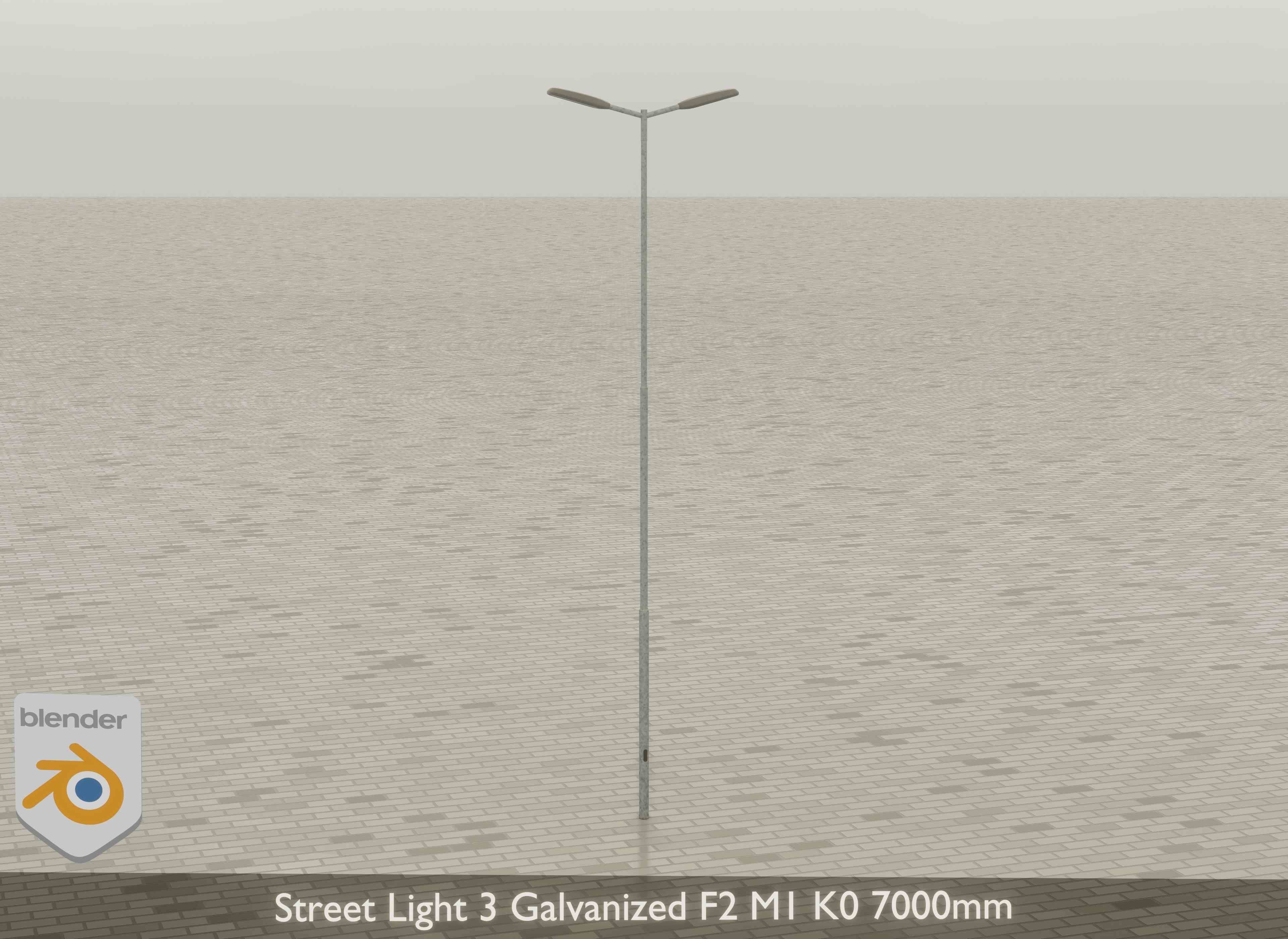 Street Light 3 Galvanized F2 M1 K0 7000mm Low-poly 3D model_17