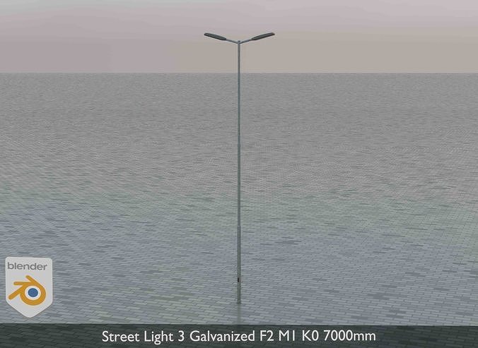 Street Light 3 Galvanized F2 M1 K0 7000mm Low-poly 3D model 2