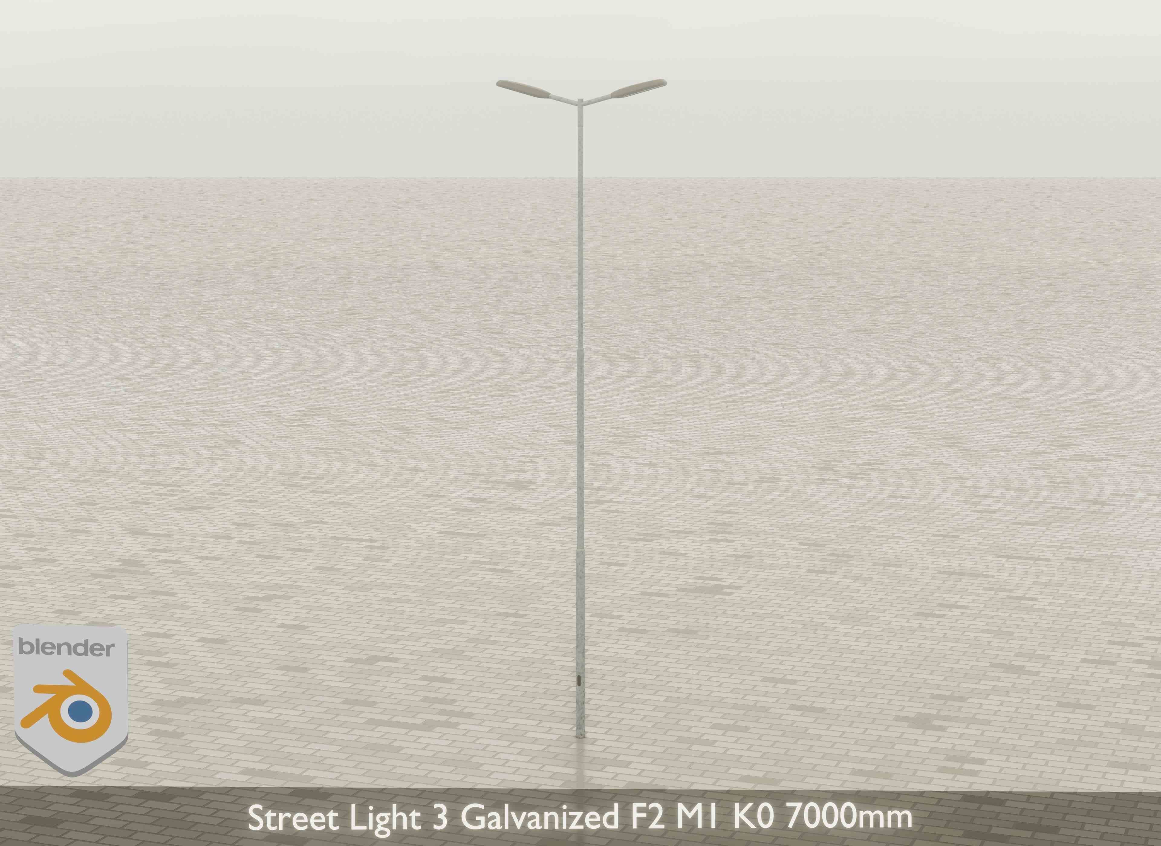 Street Light 3 Galvanized F2 M1 K0 7000mm Low-poly 3D model_19