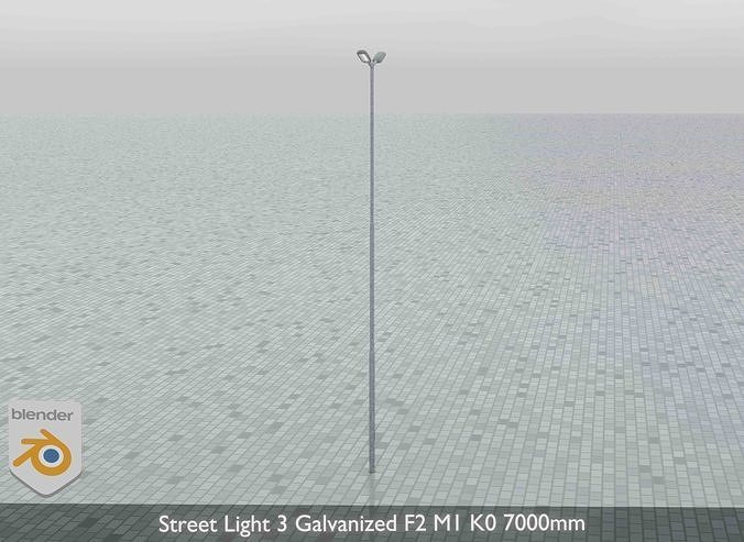 Street Light 3 Galvanized F2 M1 K0 7000mm Low-poly 3D model 6