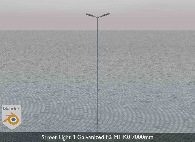 Street Light 3 Galvanized F2 M1 K0 7000mm Low-poly 3D model 3