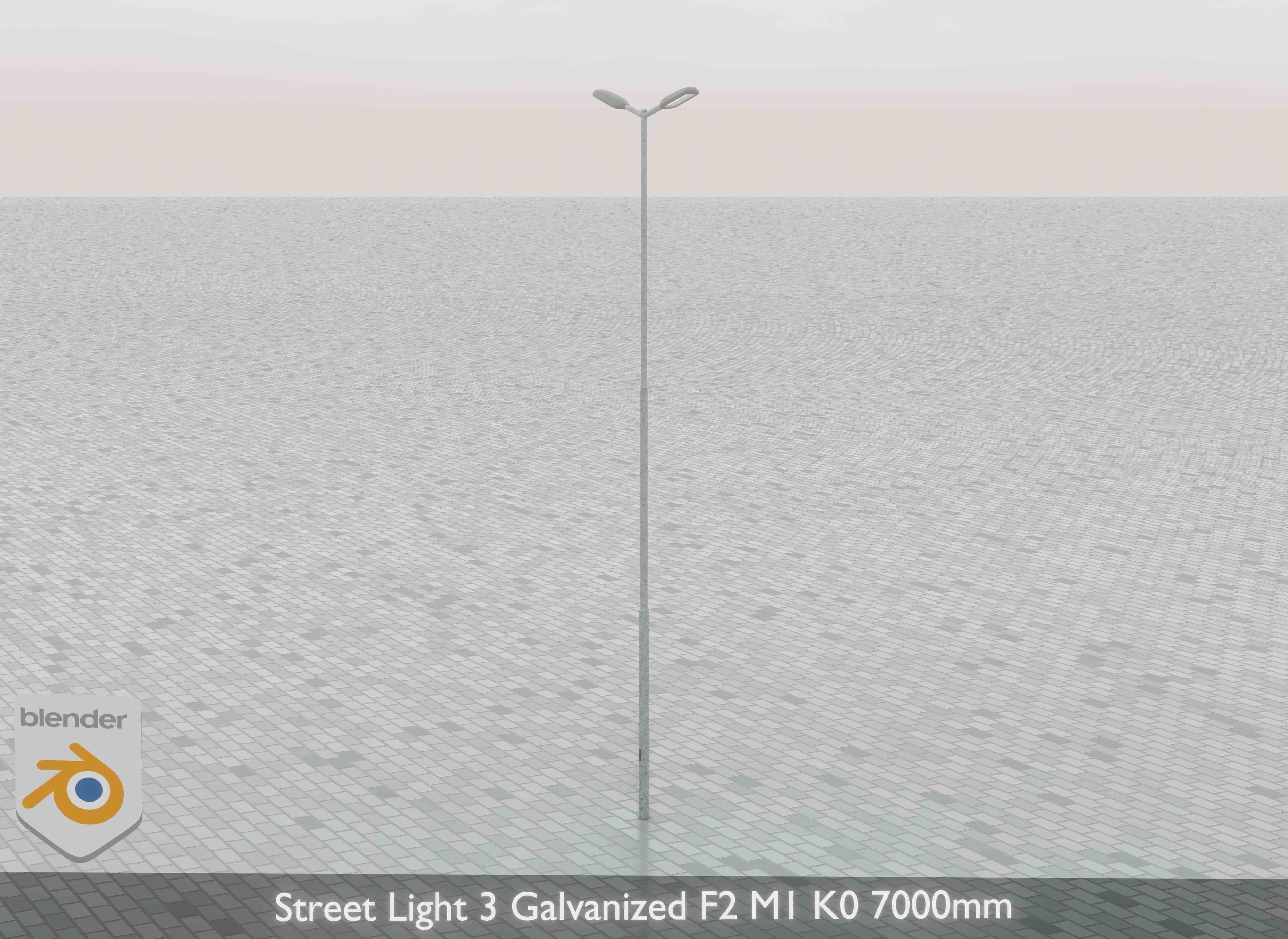 Street Light 3 Galvanized F2 M1 K0 7000mm Low-poly 3D model_30