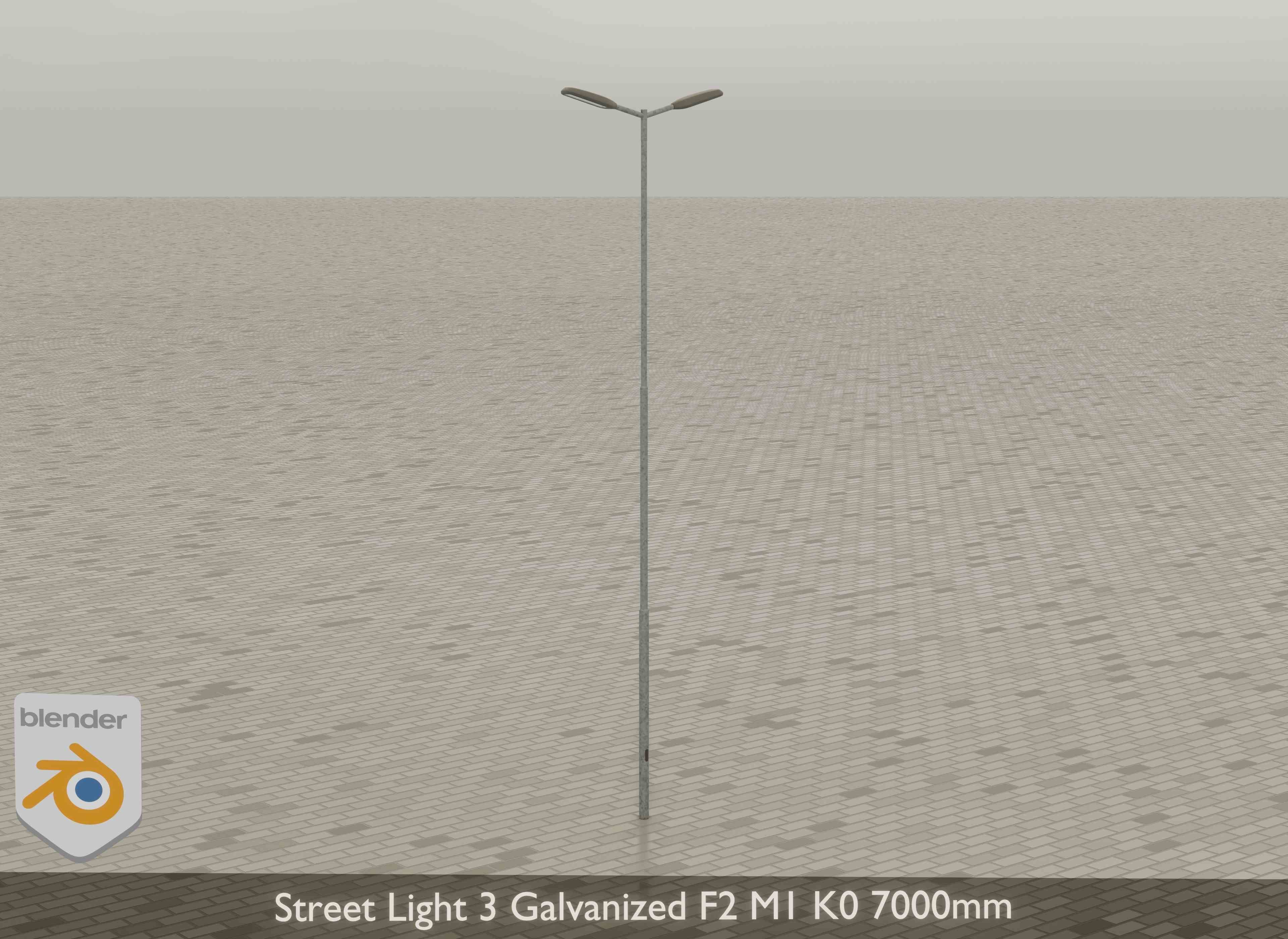 Street Light 3 Galvanized F2 M1 K0 7000mm Low-poly 3D model_16
