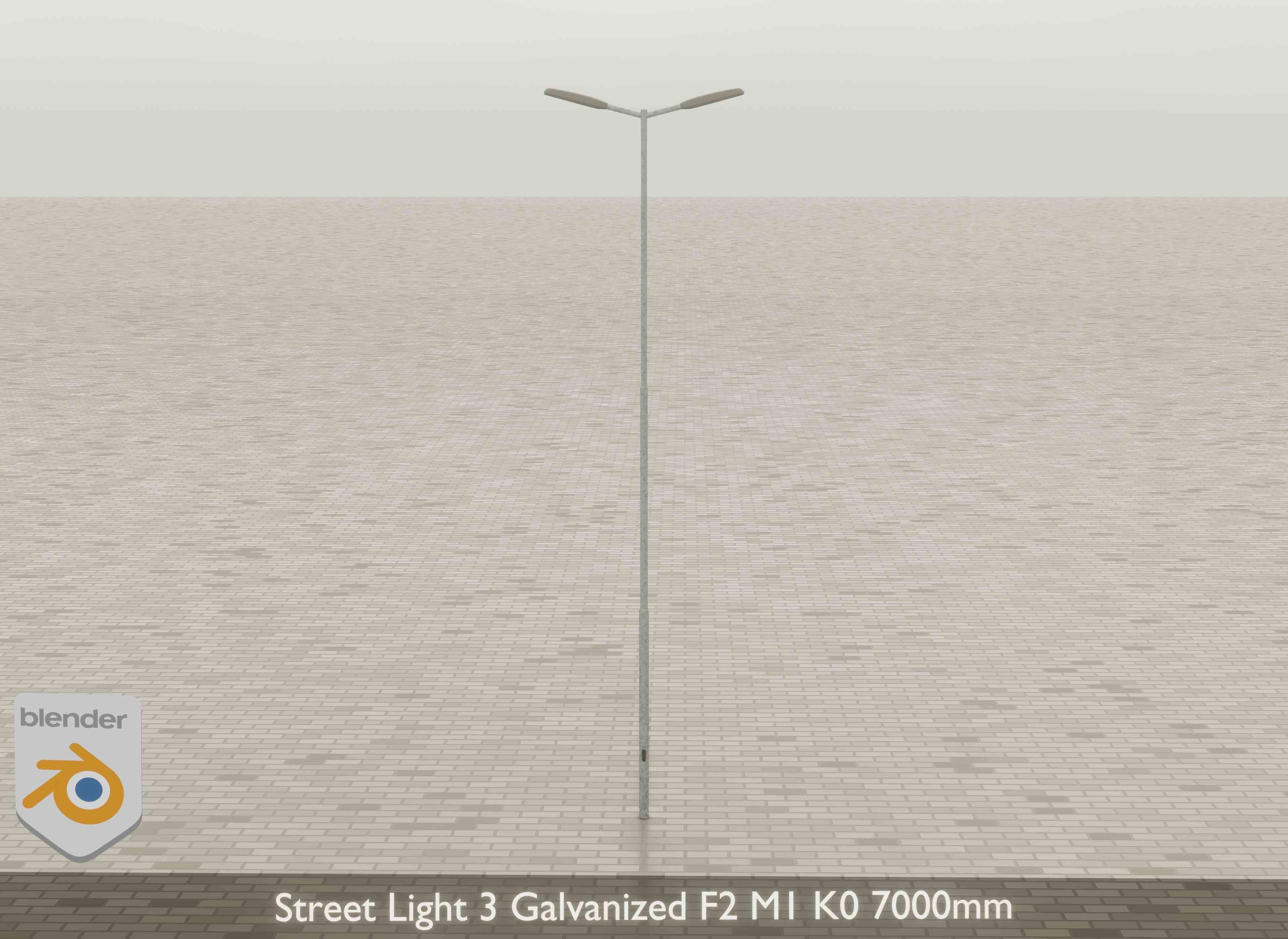 Street Light 3 Galvanized F2 M1 K0 7000mm Low-poly 3D model_18