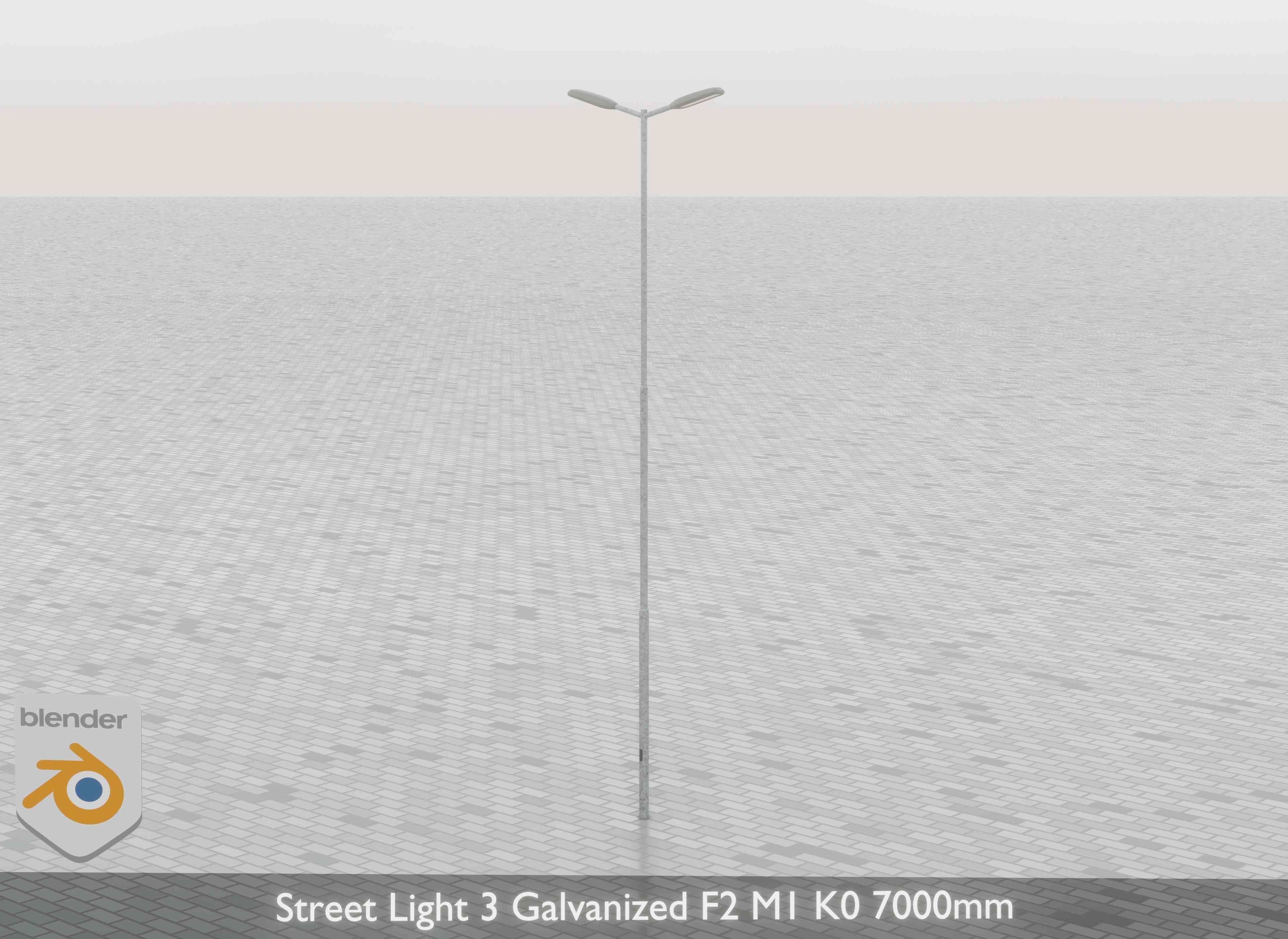 Street Light 3 Galvanized F2 M1 K0 7000mm Low-poly 3D model_29