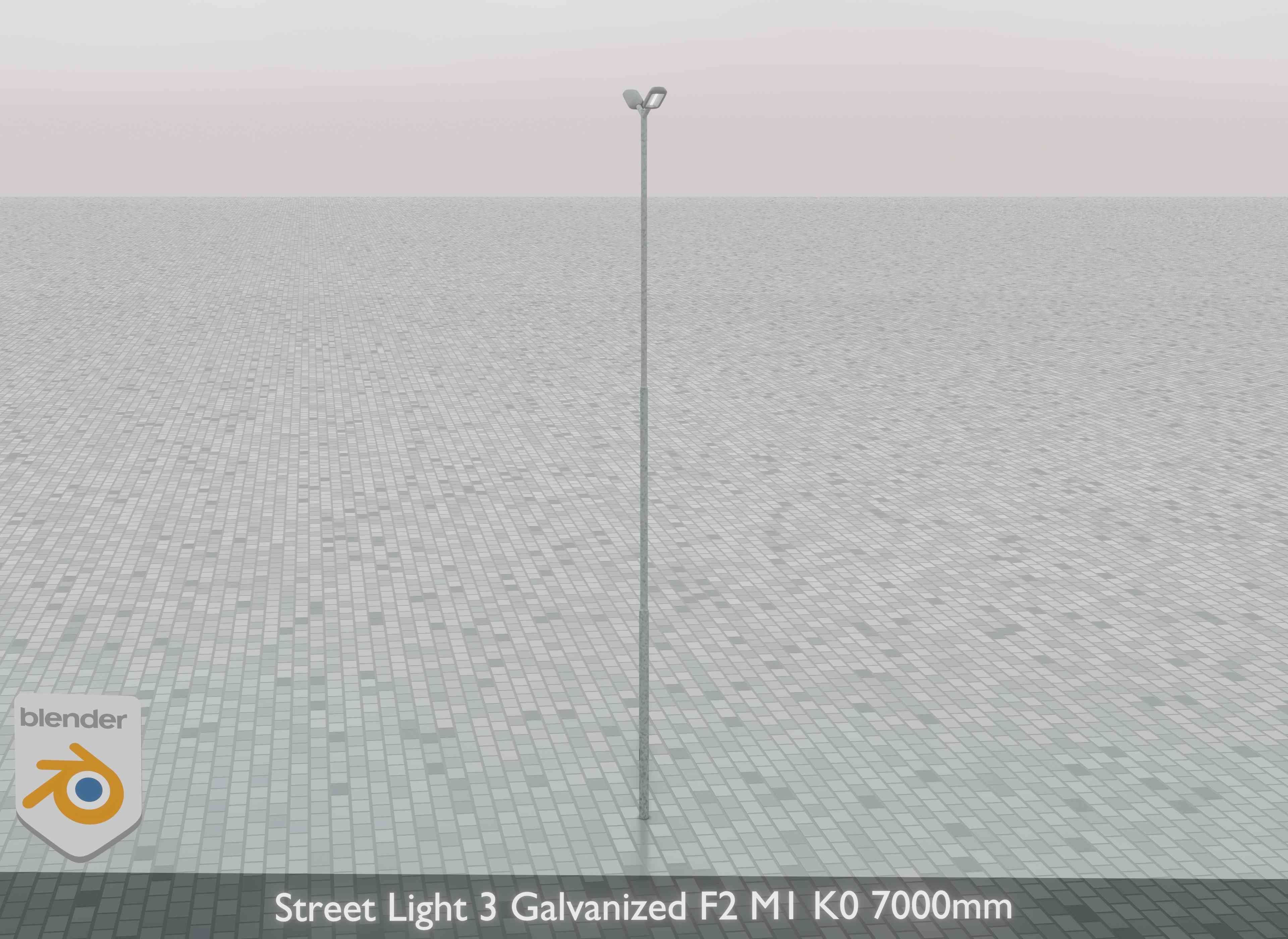 Street Light 3 Galvanized F2 M1 K0 7000mm Low-poly 3D model_31