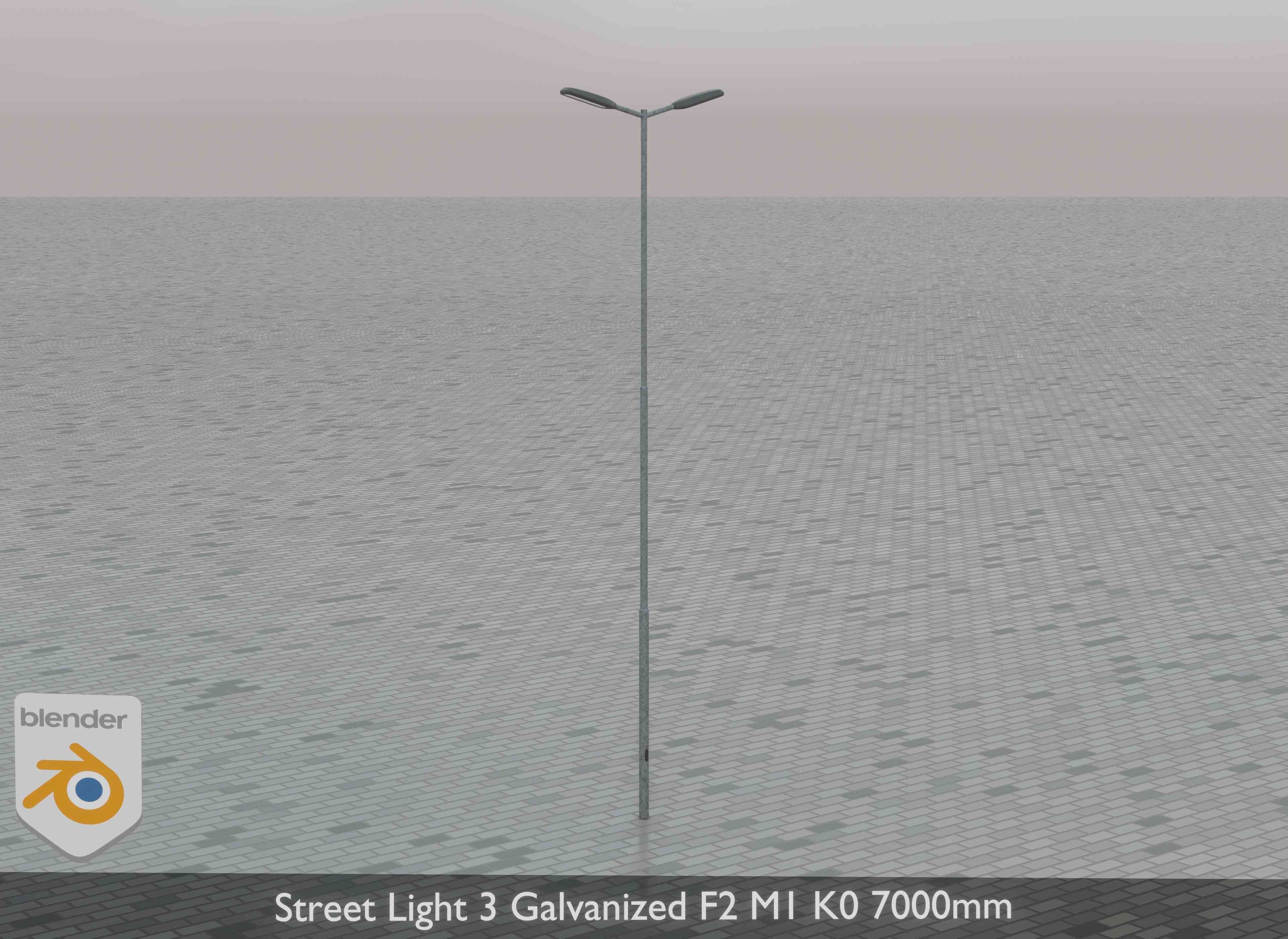 Street Light 3 Galvanized F2 M1 K0 7000mm Low-poly 3D model_34