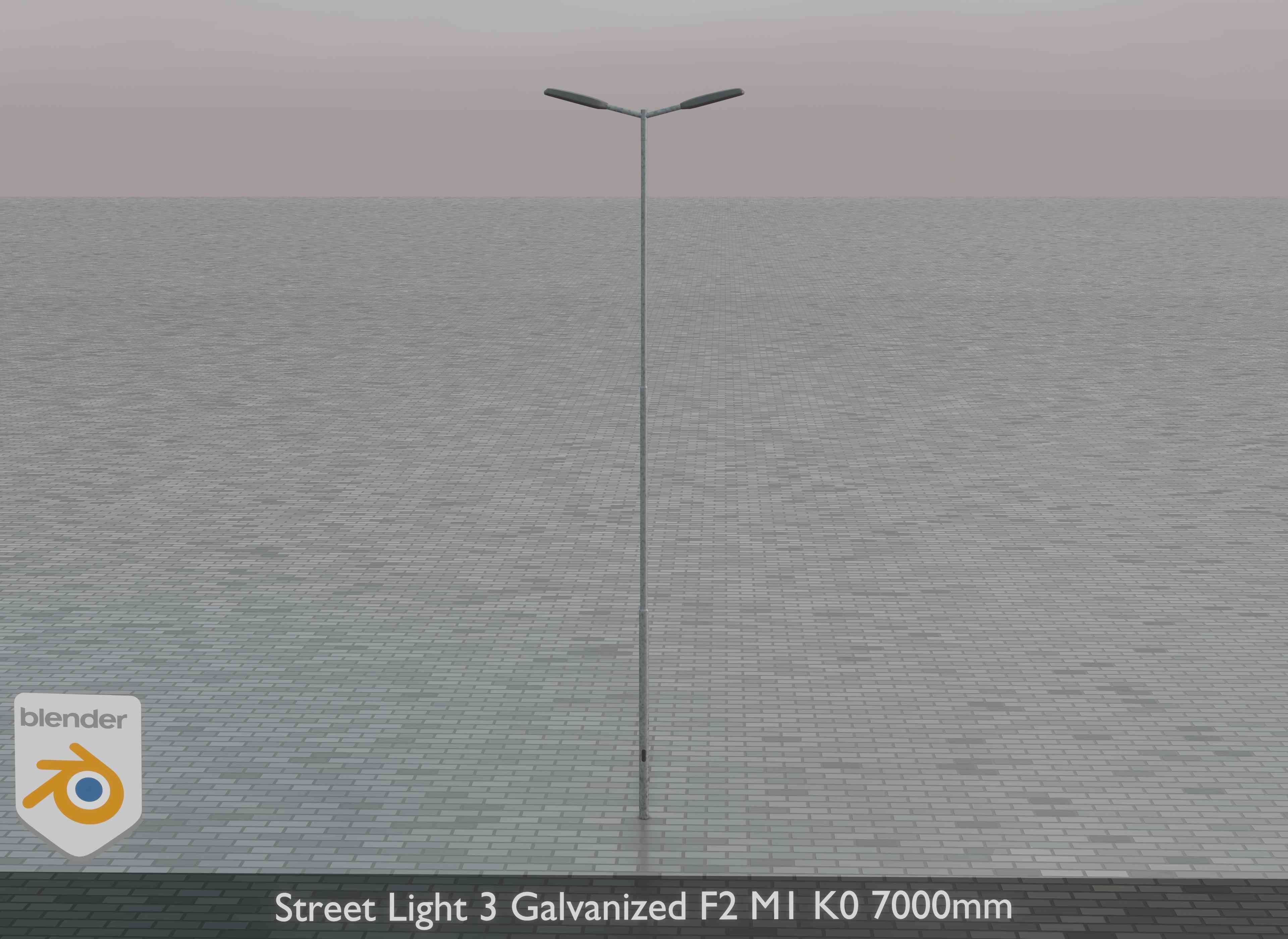 Street Light 3 Galvanized F2 M1 K0 7000mm Low-poly 3D model_36