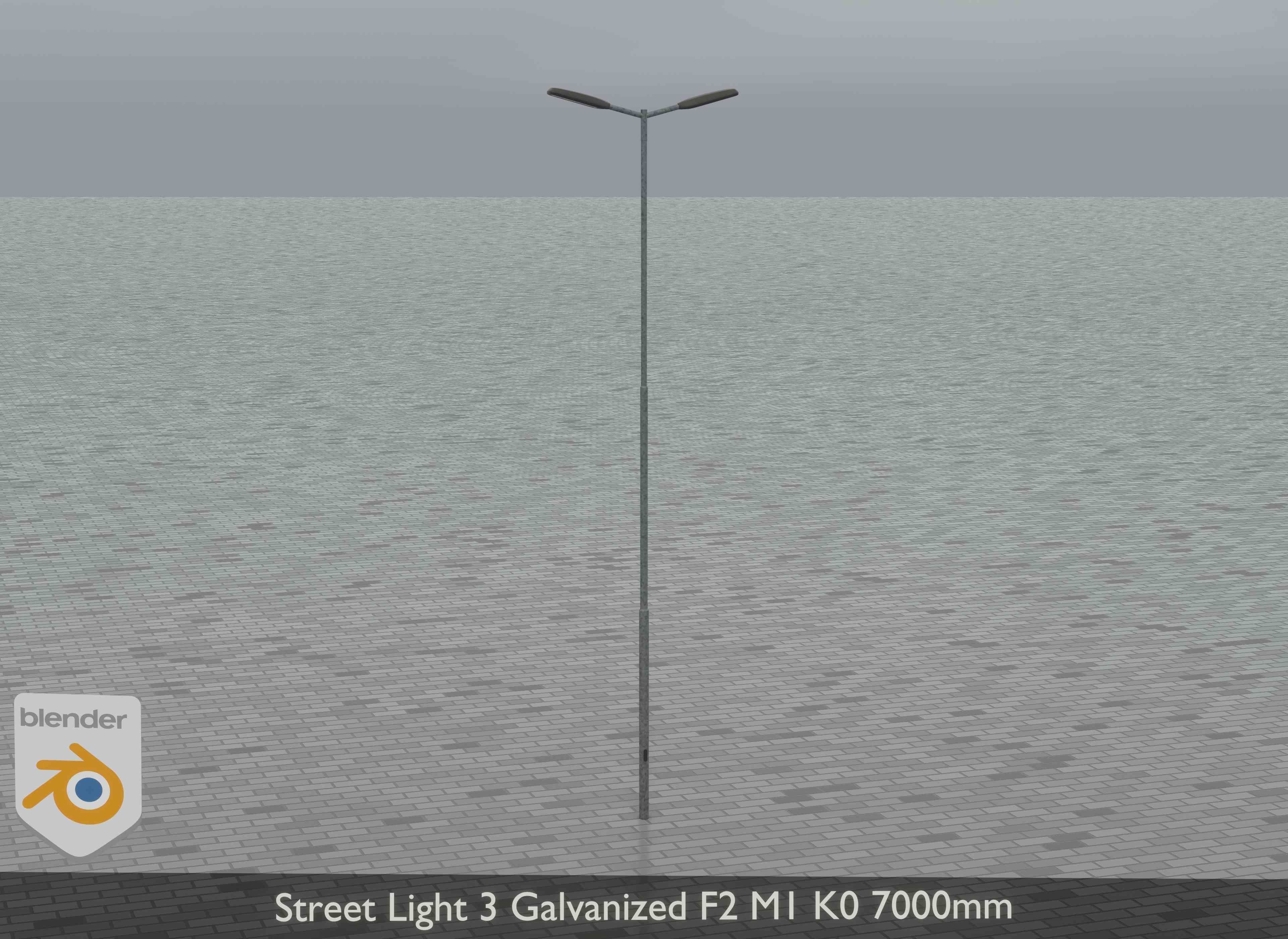 Street Light 3 Galvanized F2 M1 K0 7000mm Low-poly 3D model_8
