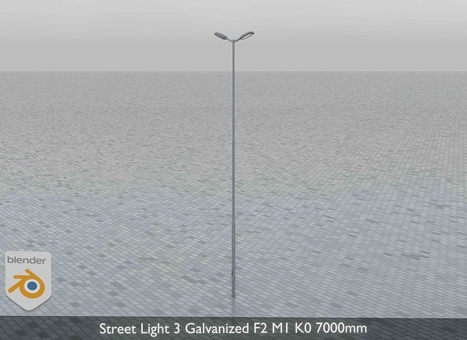 Street Light 3 Galvanized F2 M1 K0 7000mm Low-poly 3D model 4