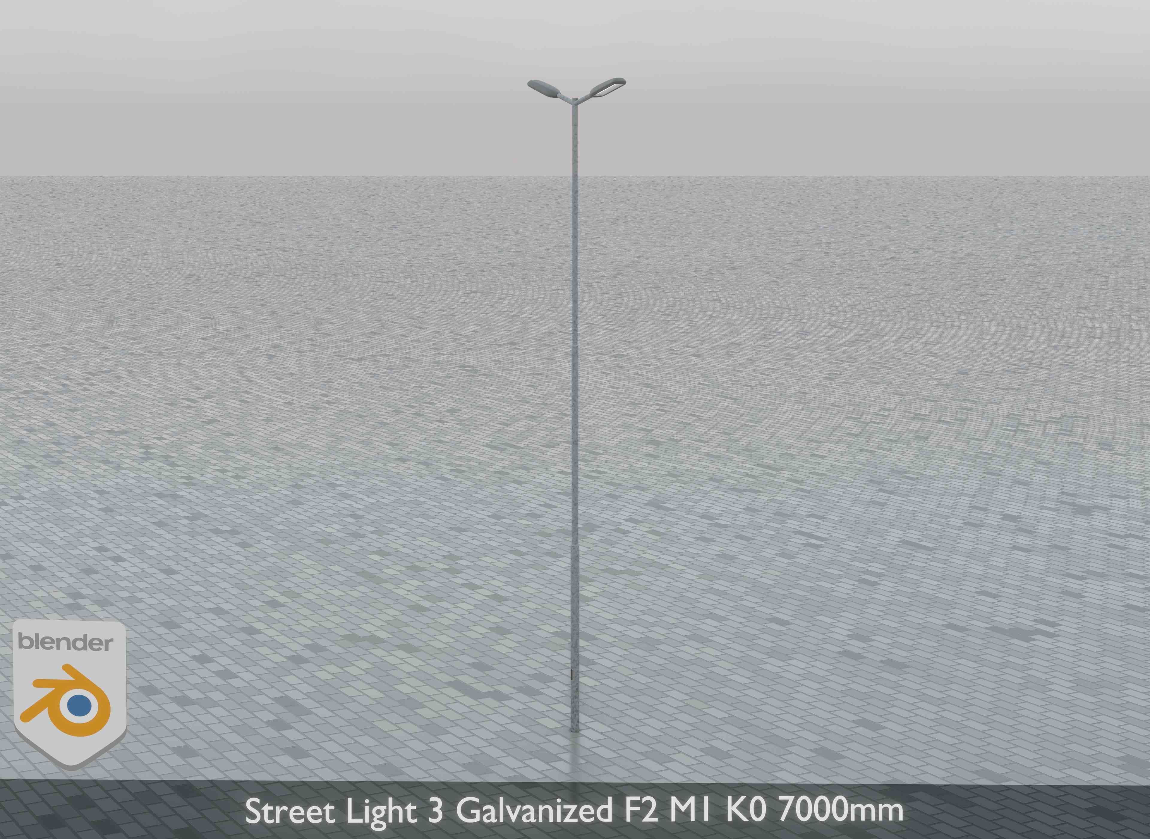 Street Light 3 Galvanized F2 M1 K0 7000mm Low-poly 3D model_3