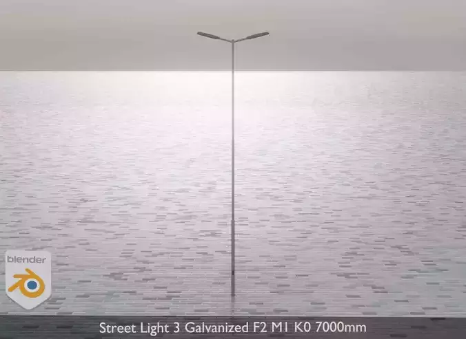 Street Light 3 Galvanized F2 M1 K0 7000mm Low-poly 3D model