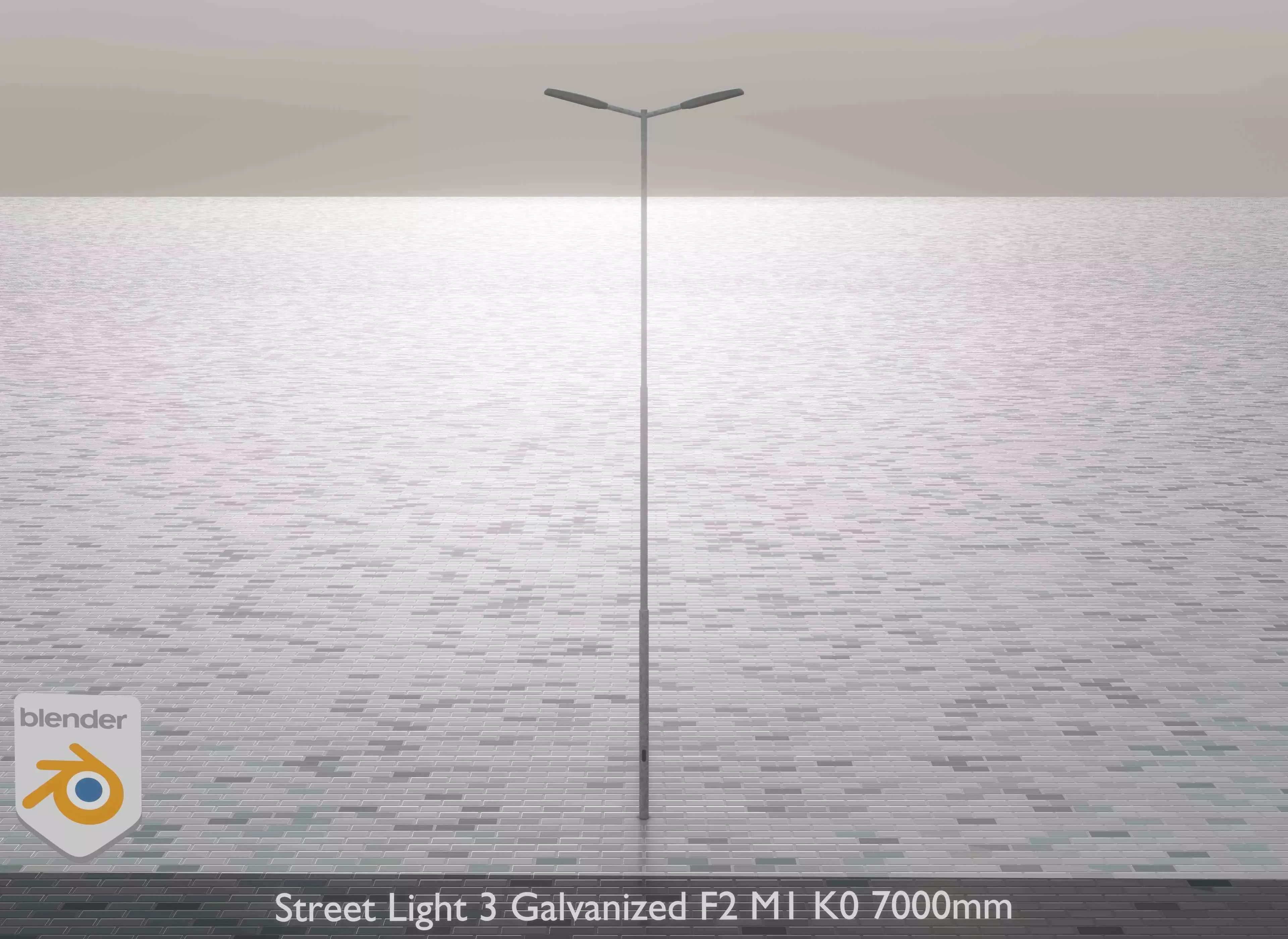 Street Light 3 Galvanized F2 M1 K0 7000mm Low-poly 3D model_0