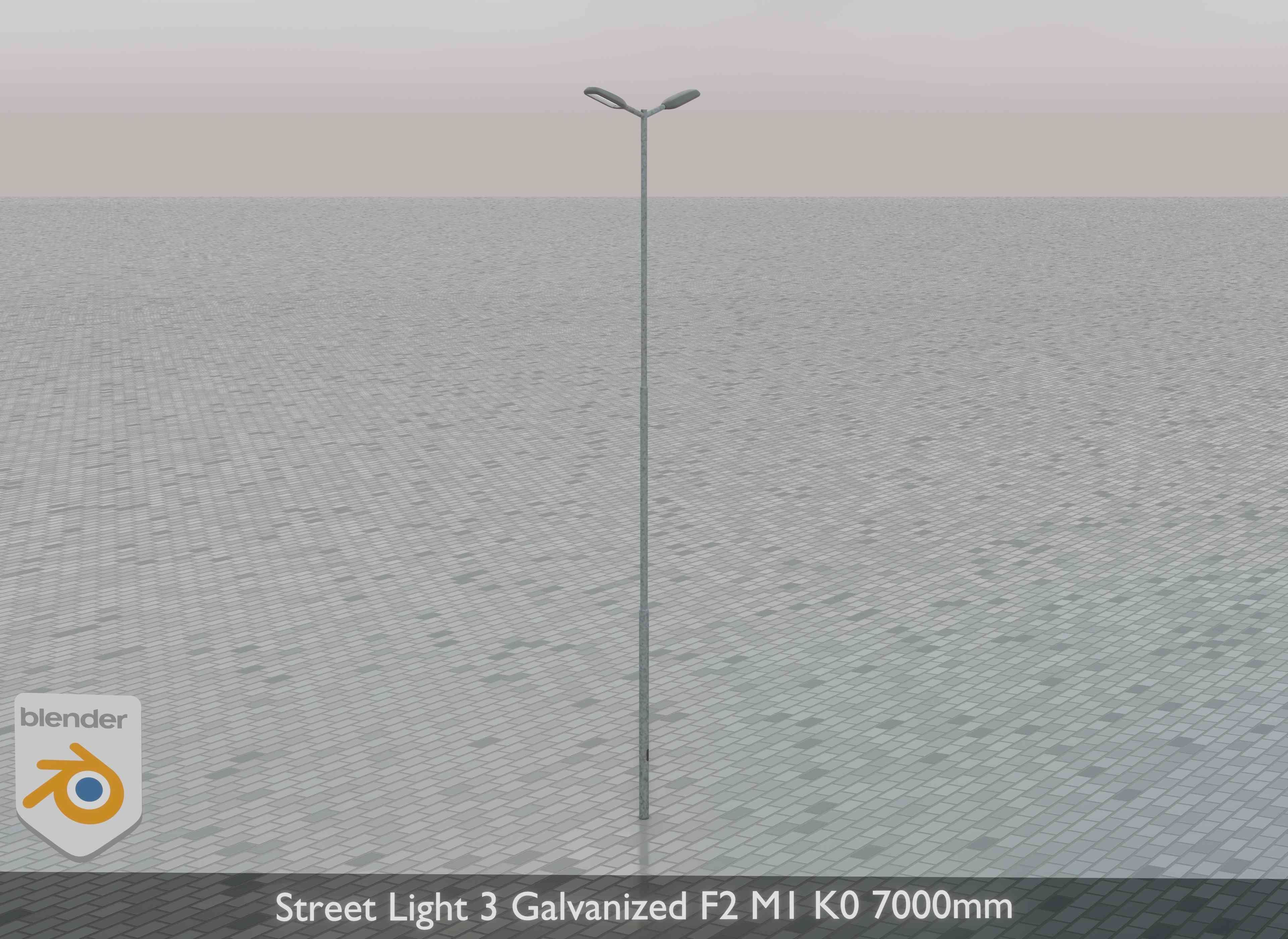 Street Light 3 Galvanized F2 M1 K0 7000mm Low-poly 3D model_33