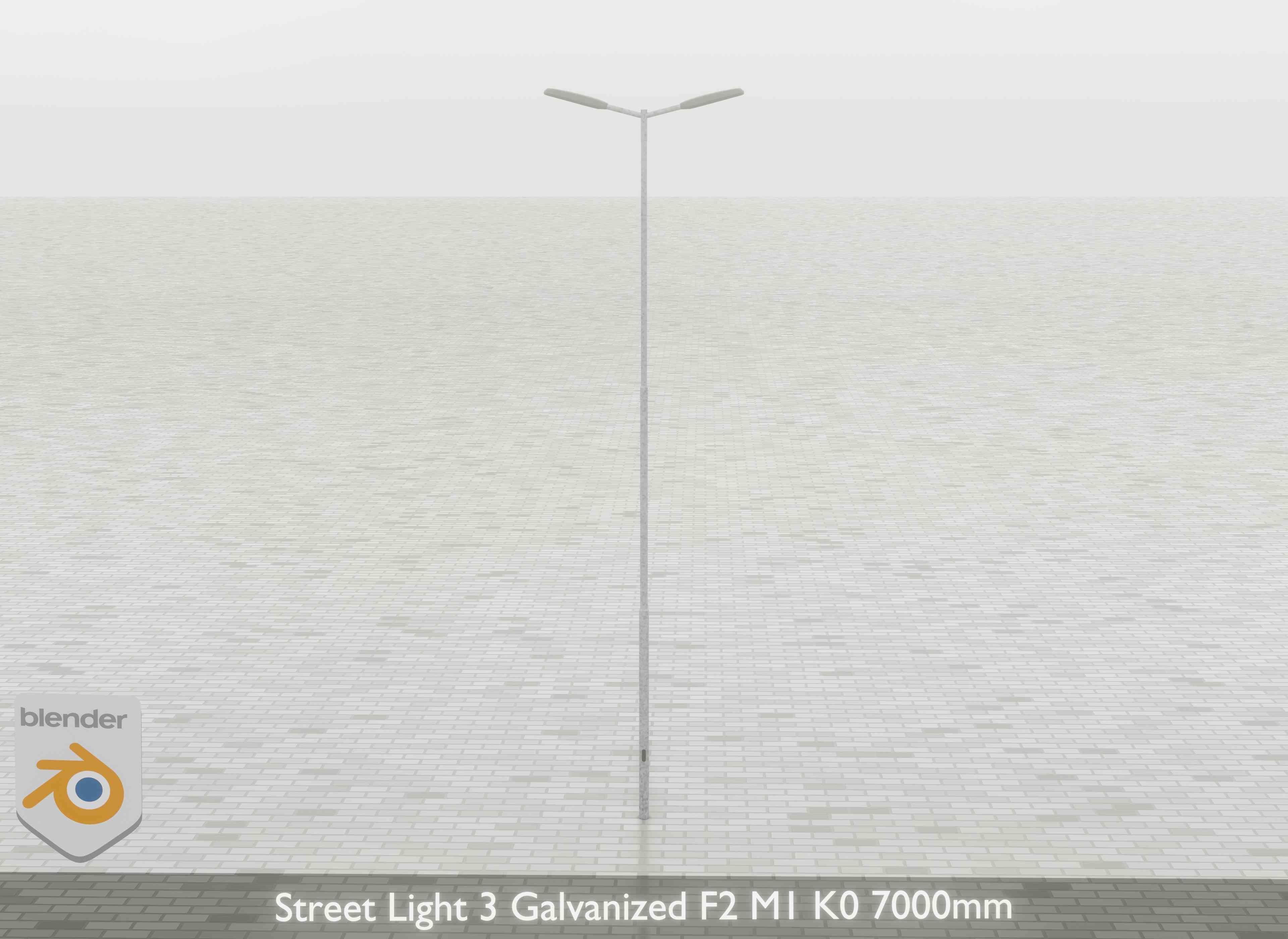 Street Light 3 Galvanized F2 M1 K0 7000mm Low-poly 3D model_27