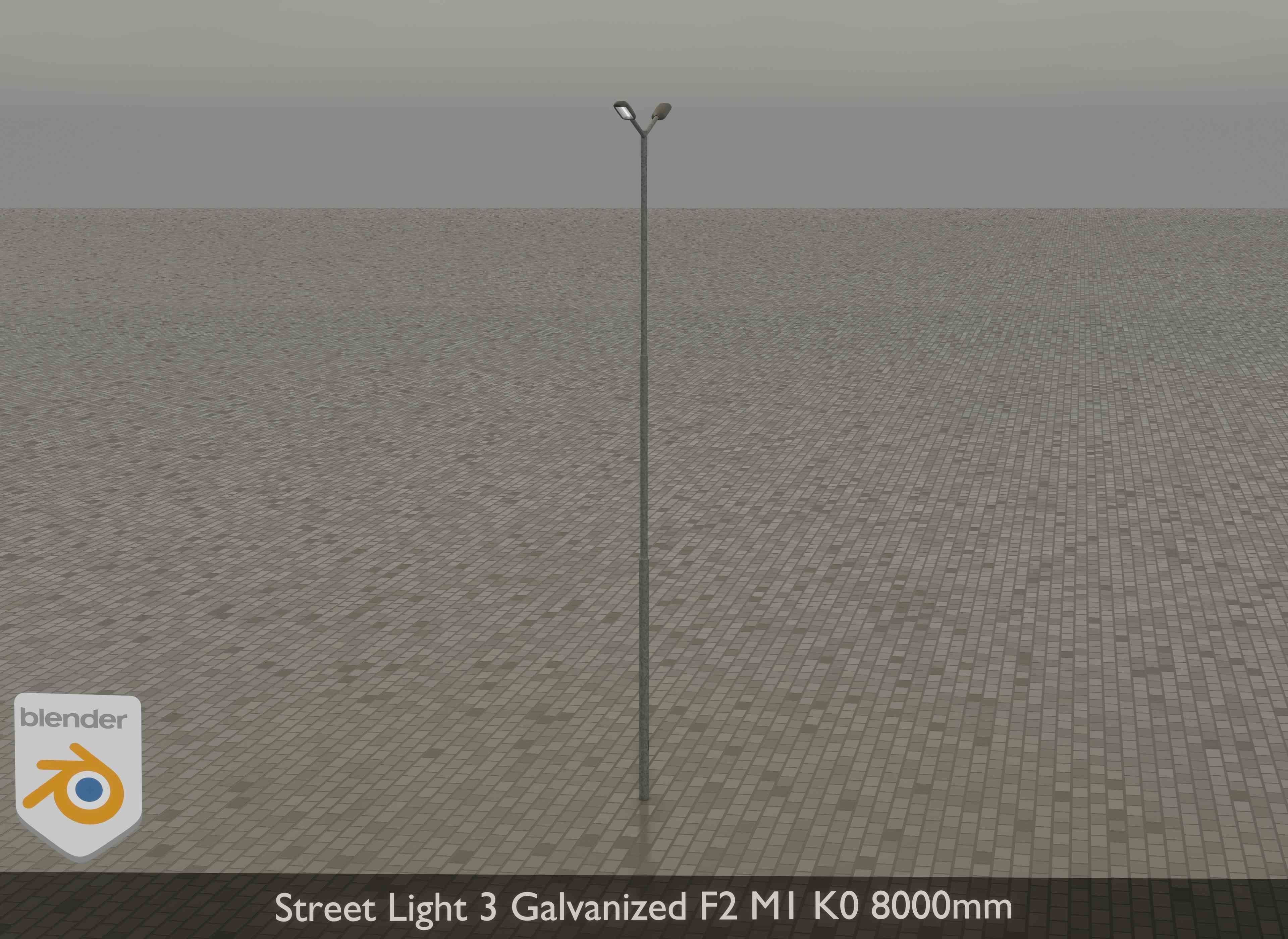 Street Light 3 Galvanized F2 M1 K0 8000mm Low-poly 3D model_15