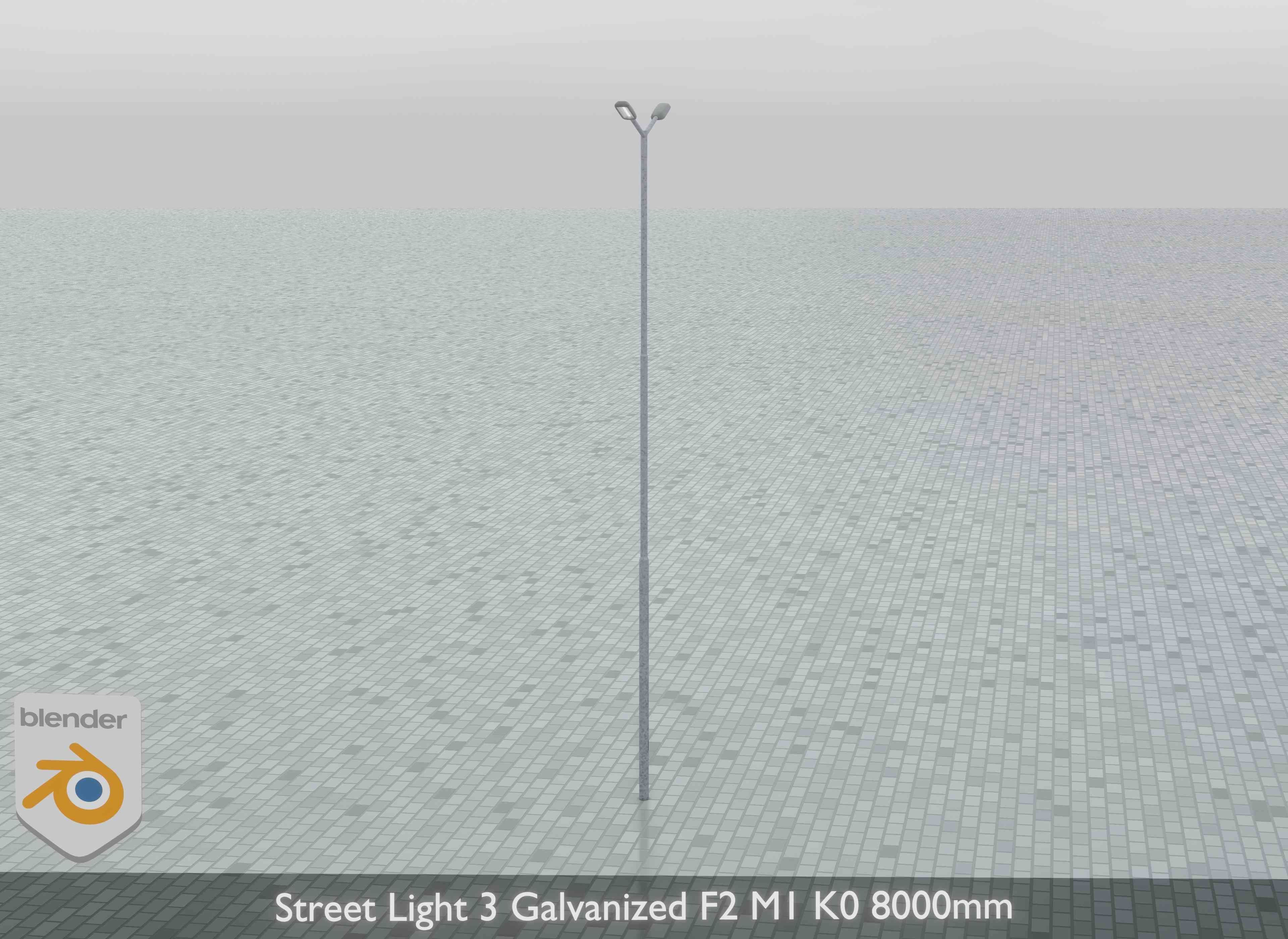 Street Light 3 Galvanized F2 M1 K0 8000mm Low-poly 3D model_6