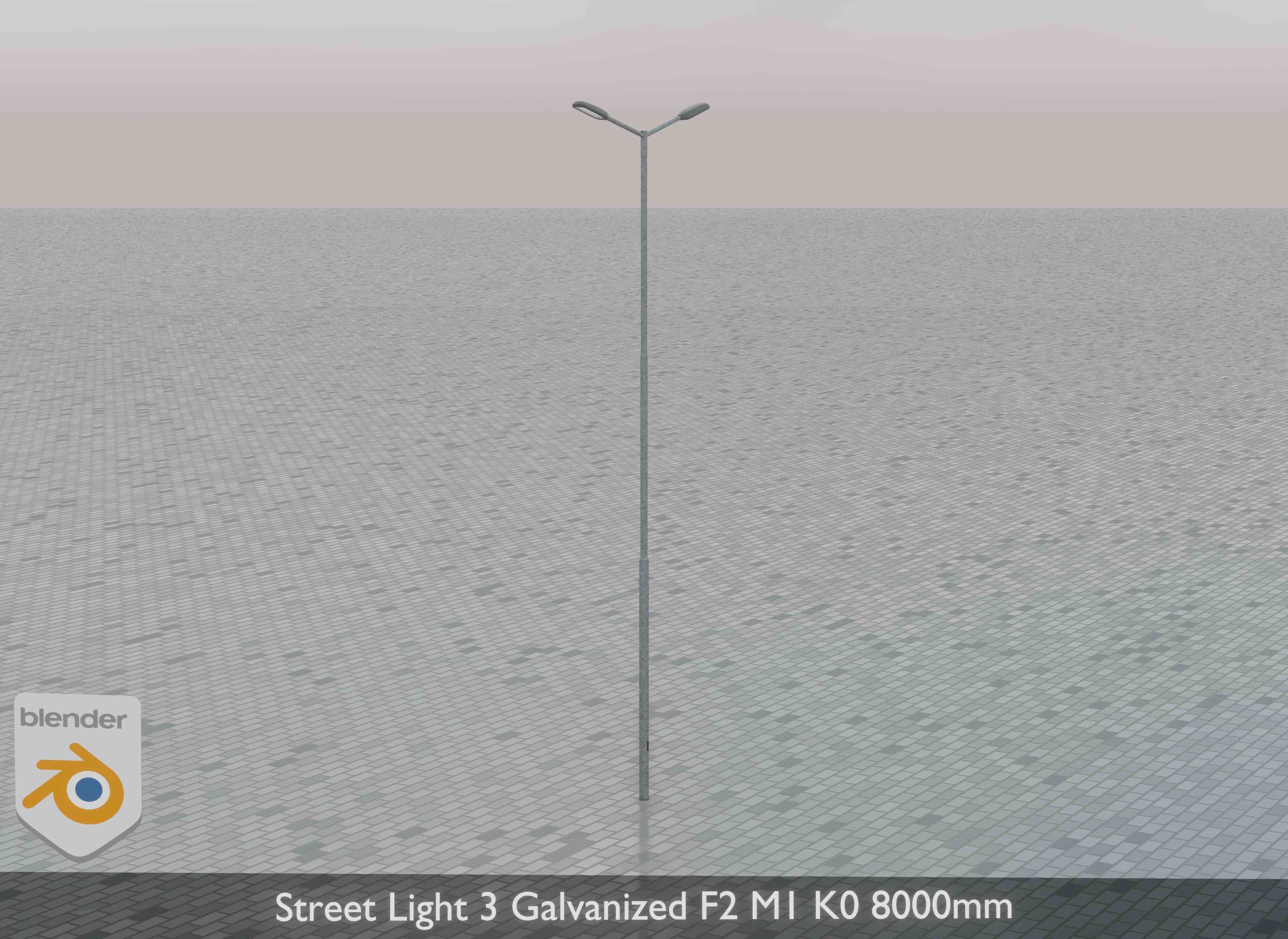 Street Light 3 Galvanized F2 M1 K0 8000mm Low-poly 3D model_33