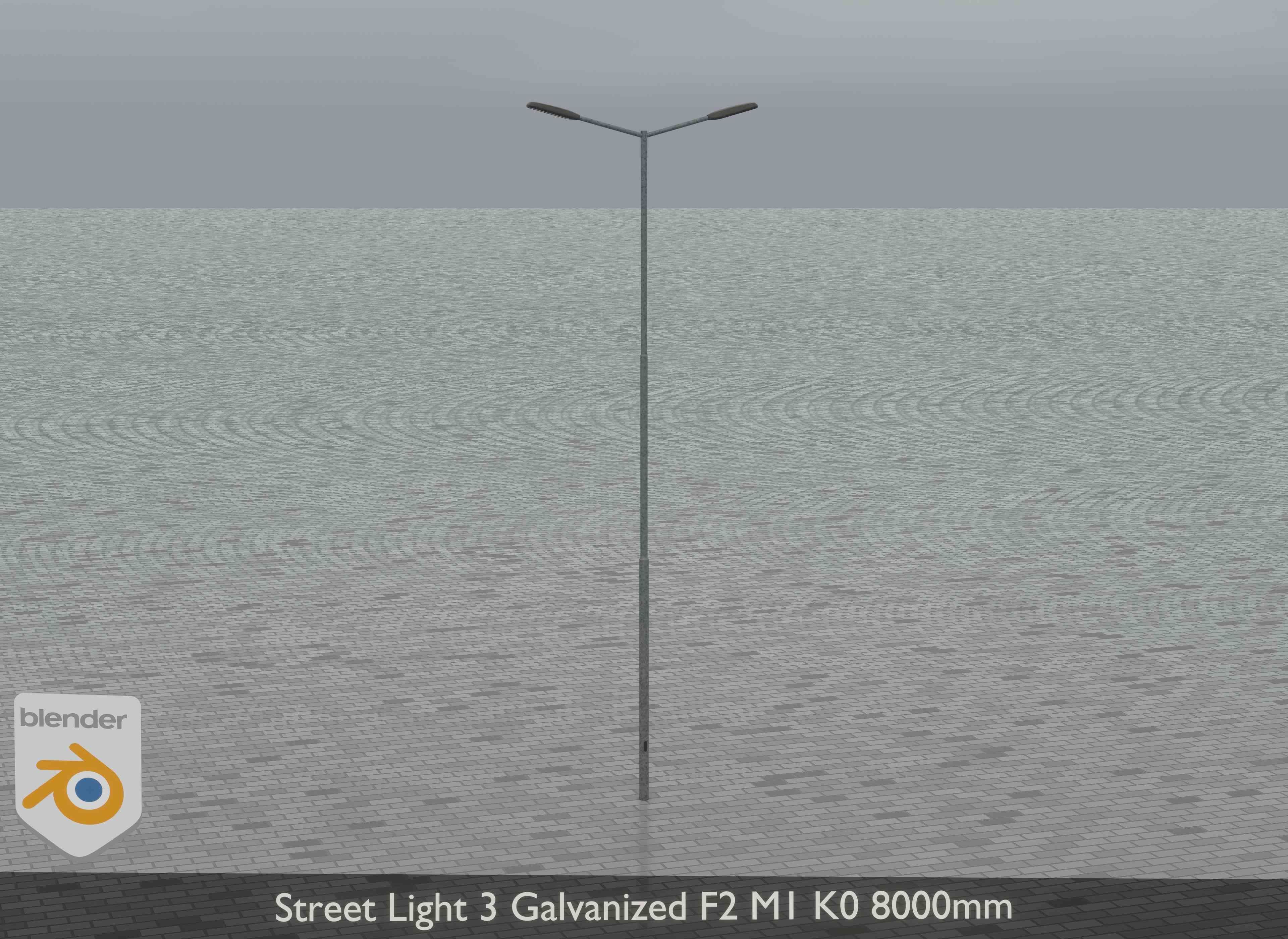 Street Light 3 Galvanized F2 M1 K0 8000mm Low-poly 3D model_9
