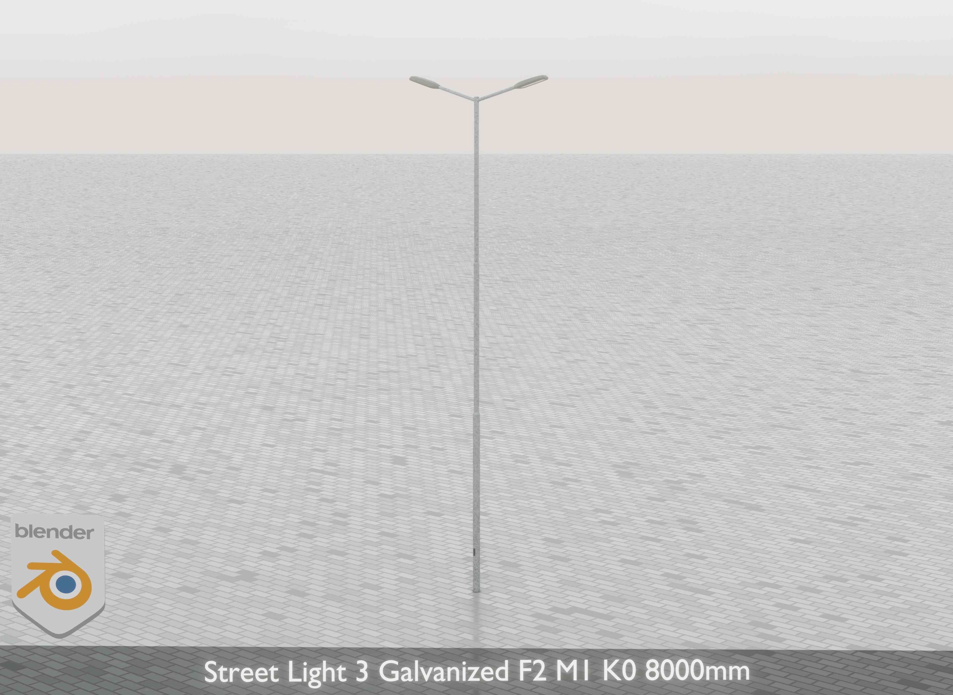 Street Light 3 Galvanized F2 M1 K0 8000mm Low-poly 3D model_30