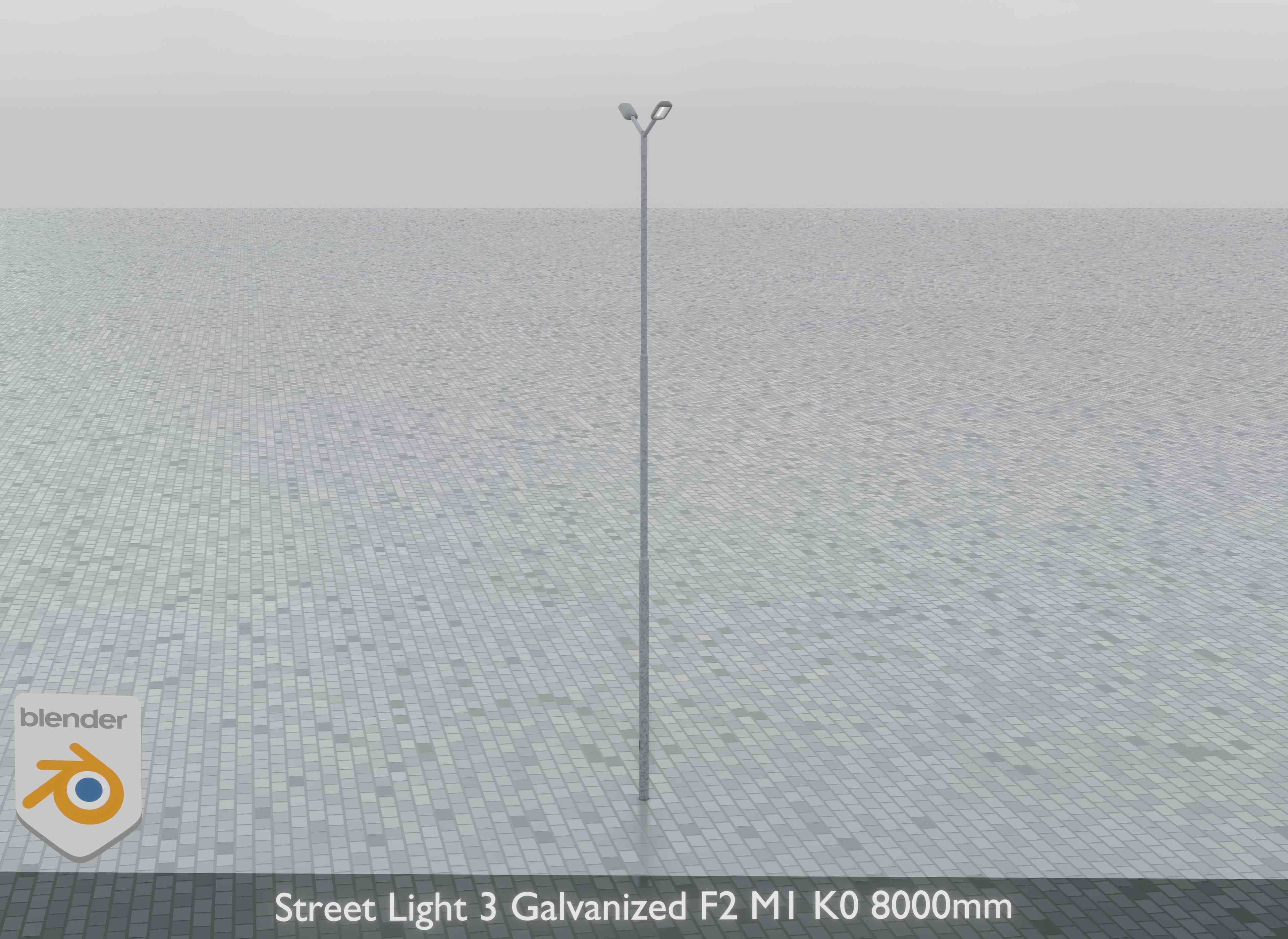 Street Light 3 Galvanized F2 M1 K0 8000mm Low-poly 3D model_5