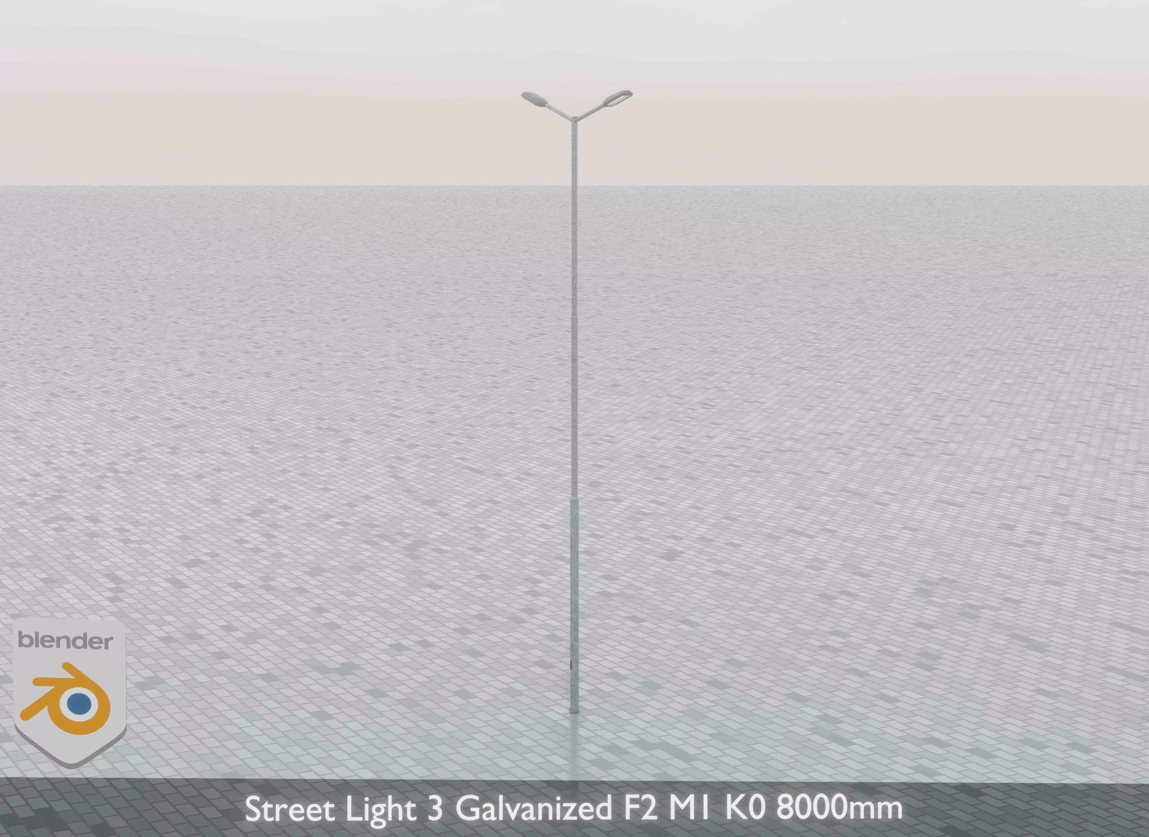 Street Light 3 Galvanized F2 M1 K0 8000mm Low-poly 3D model_0