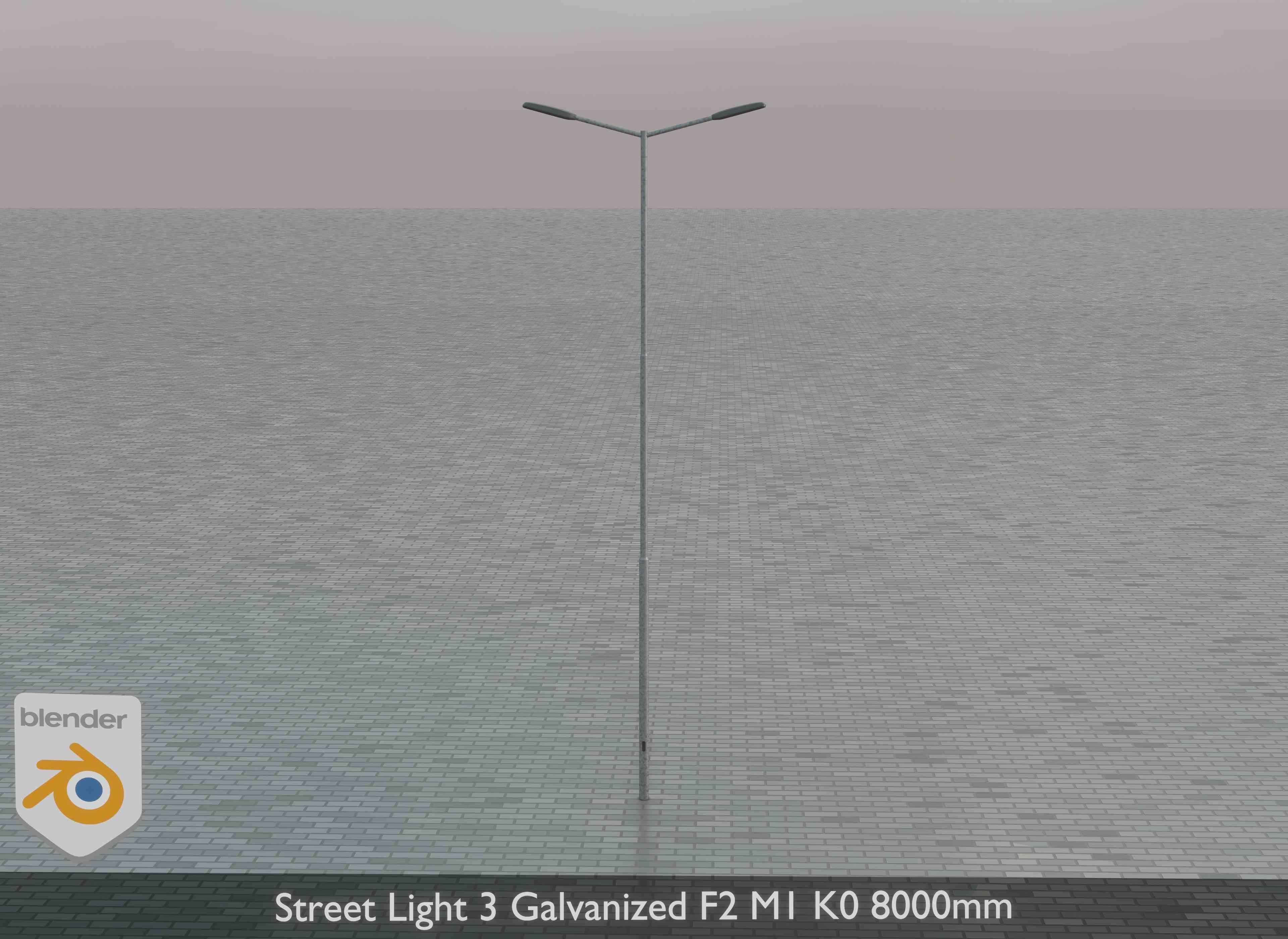 Street Light 3 Galvanized F2 M1 K0 8000mm Low-poly 3D model_36