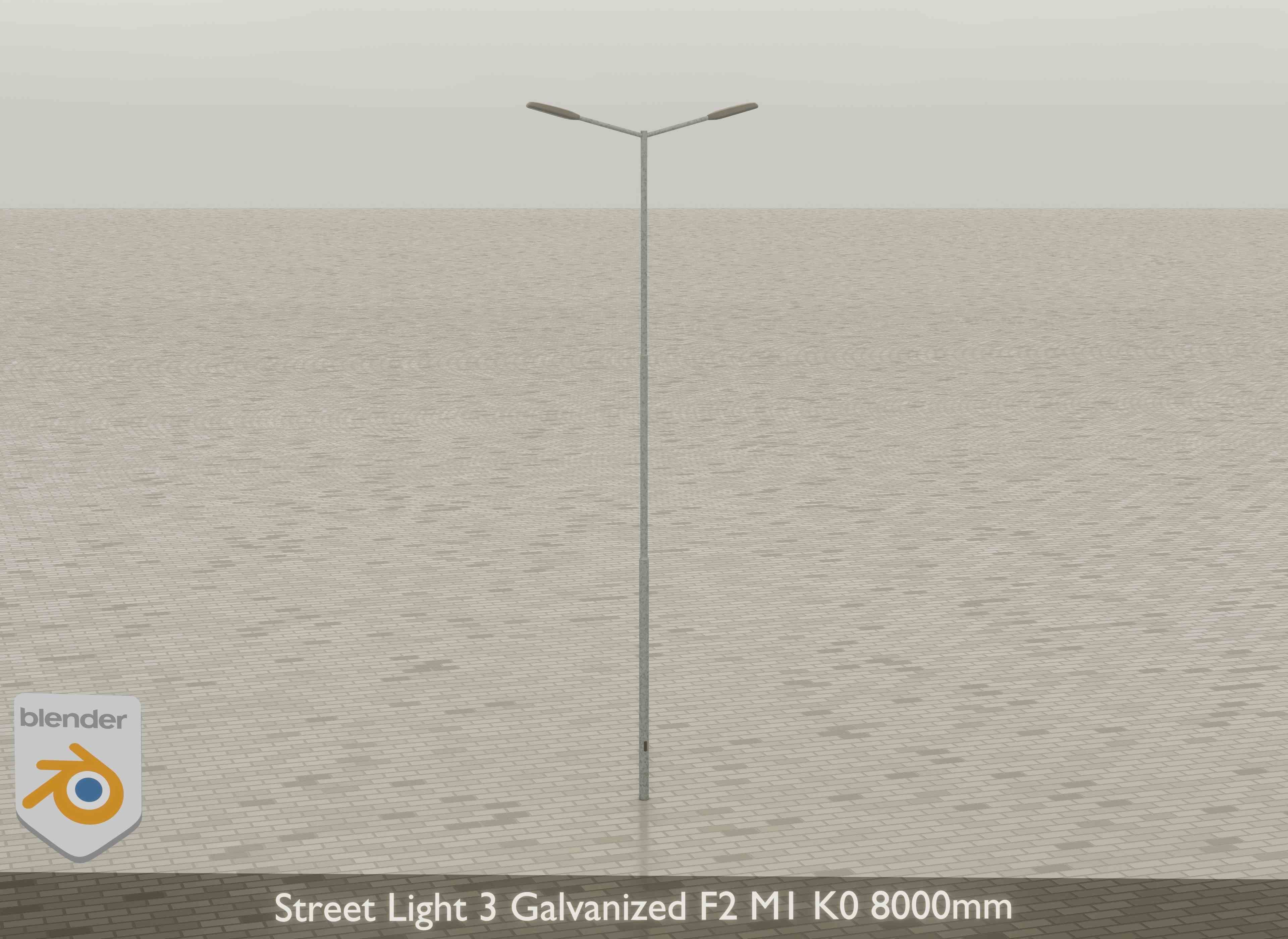 Street Light 3 Galvanized F2 M1 K0 8000mm Low-poly 3D model_18