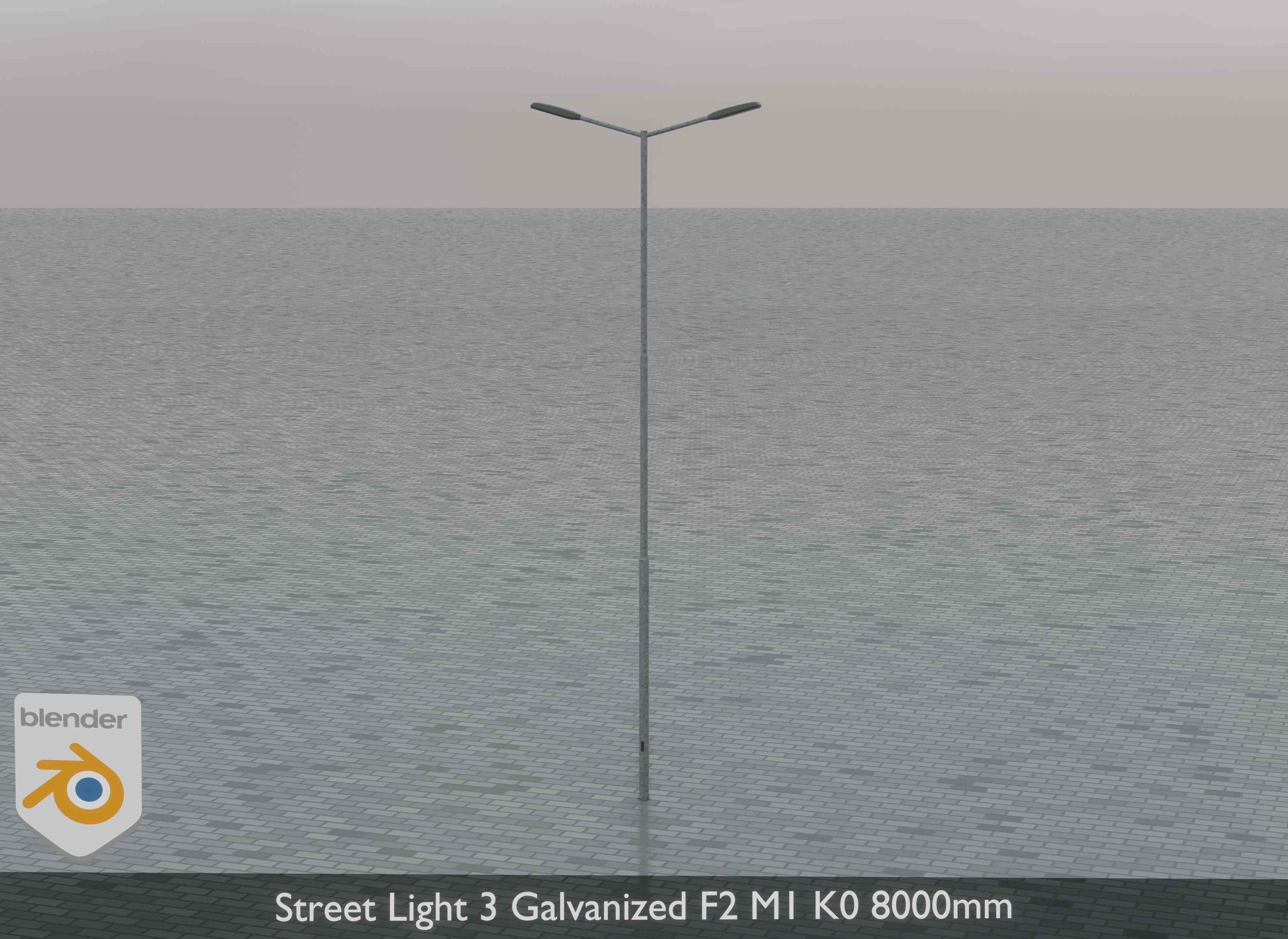 Street Light 3 Galvanized F2 M1 K0 8000mm Low-poly 3D model_2