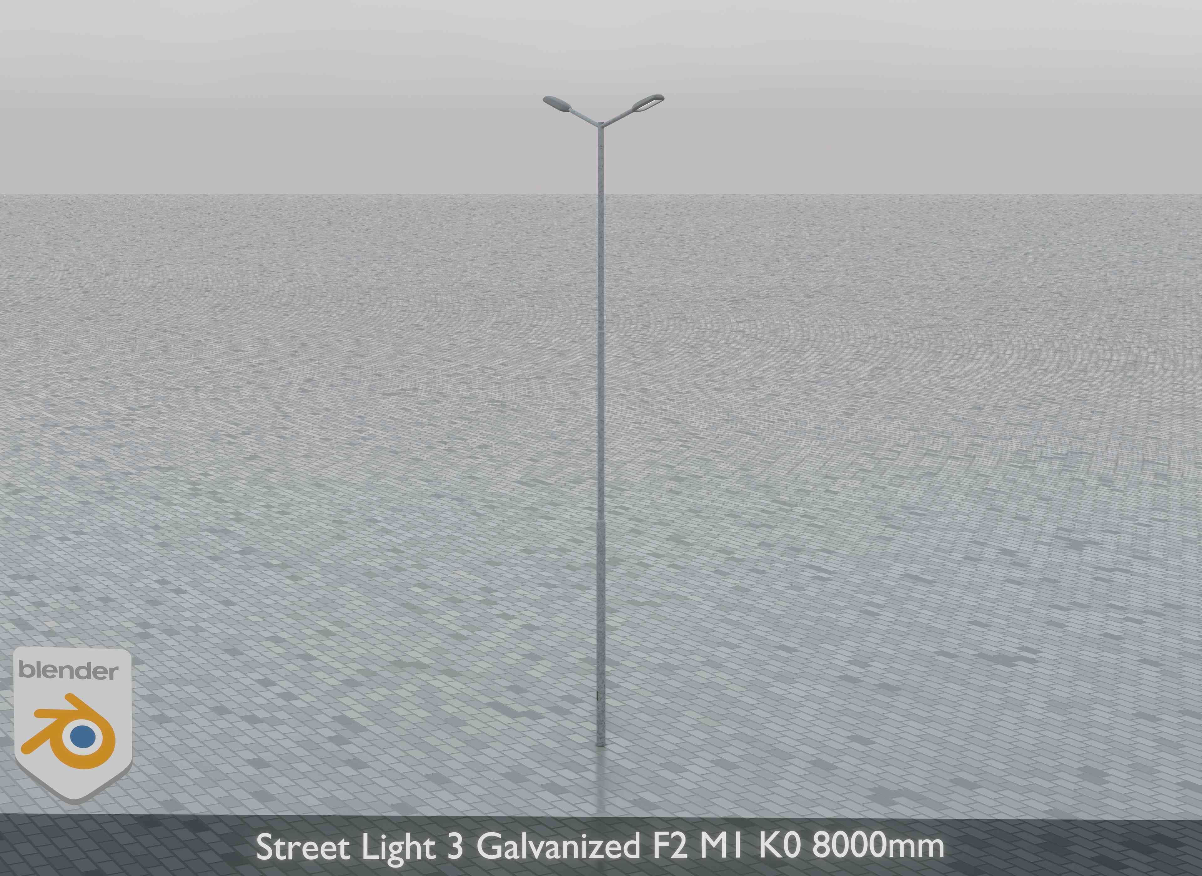 Street Light 3 Galvanized F2 M1 K0 8000mm Low-poly 3D model_4