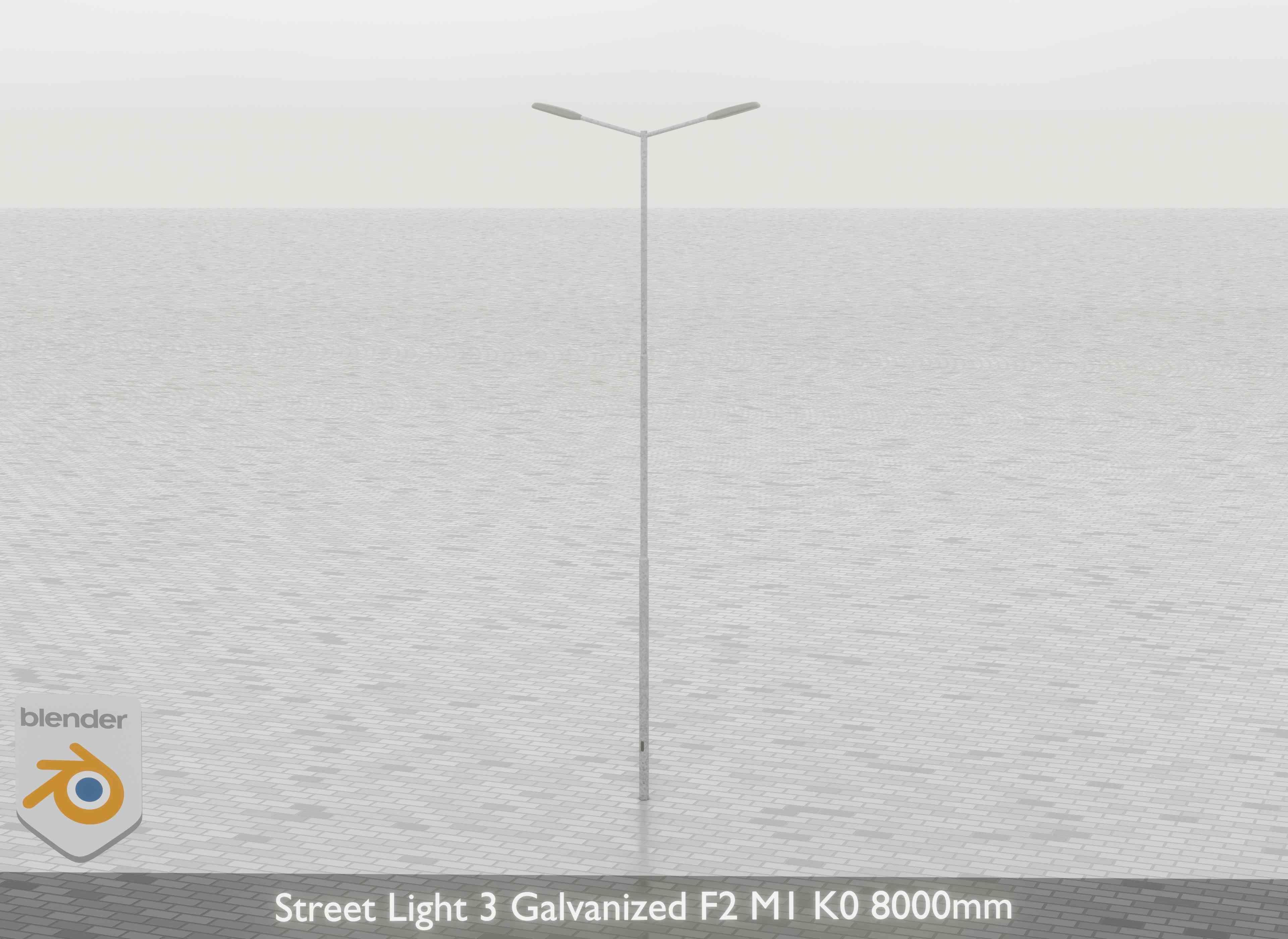 Street Light 3 Galvanized F2 M1 K0 8000mm Low-poly 3D model_29